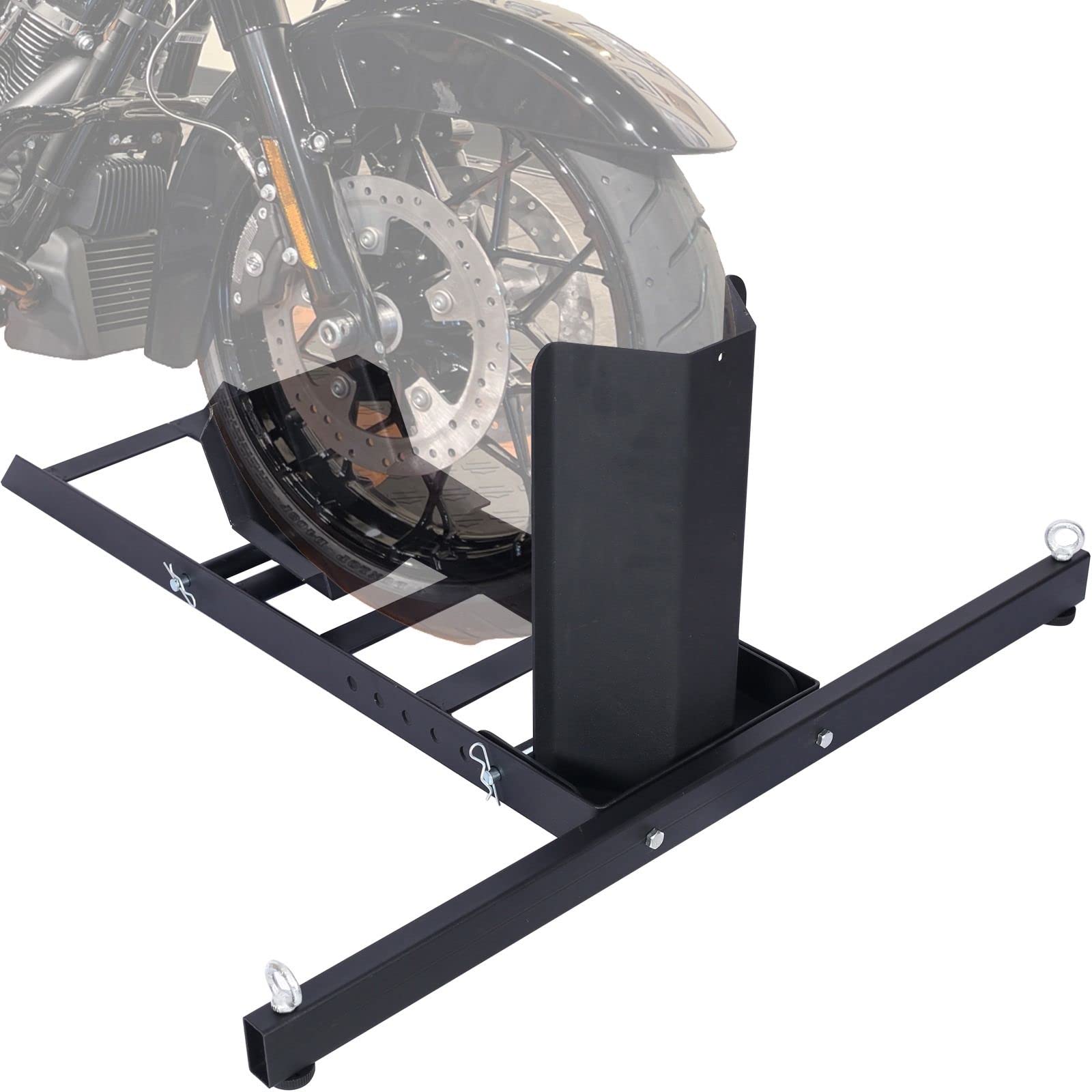 Heavy Duty Adjustable Motorcycle Wheel Chock Stand - 1800 Lbs Weight Capacity, Universal Fit for Dirt Bikes, Cruisers & Sport Bikes (Black) - Perfect for Garage Storage, Transport & Maintenance