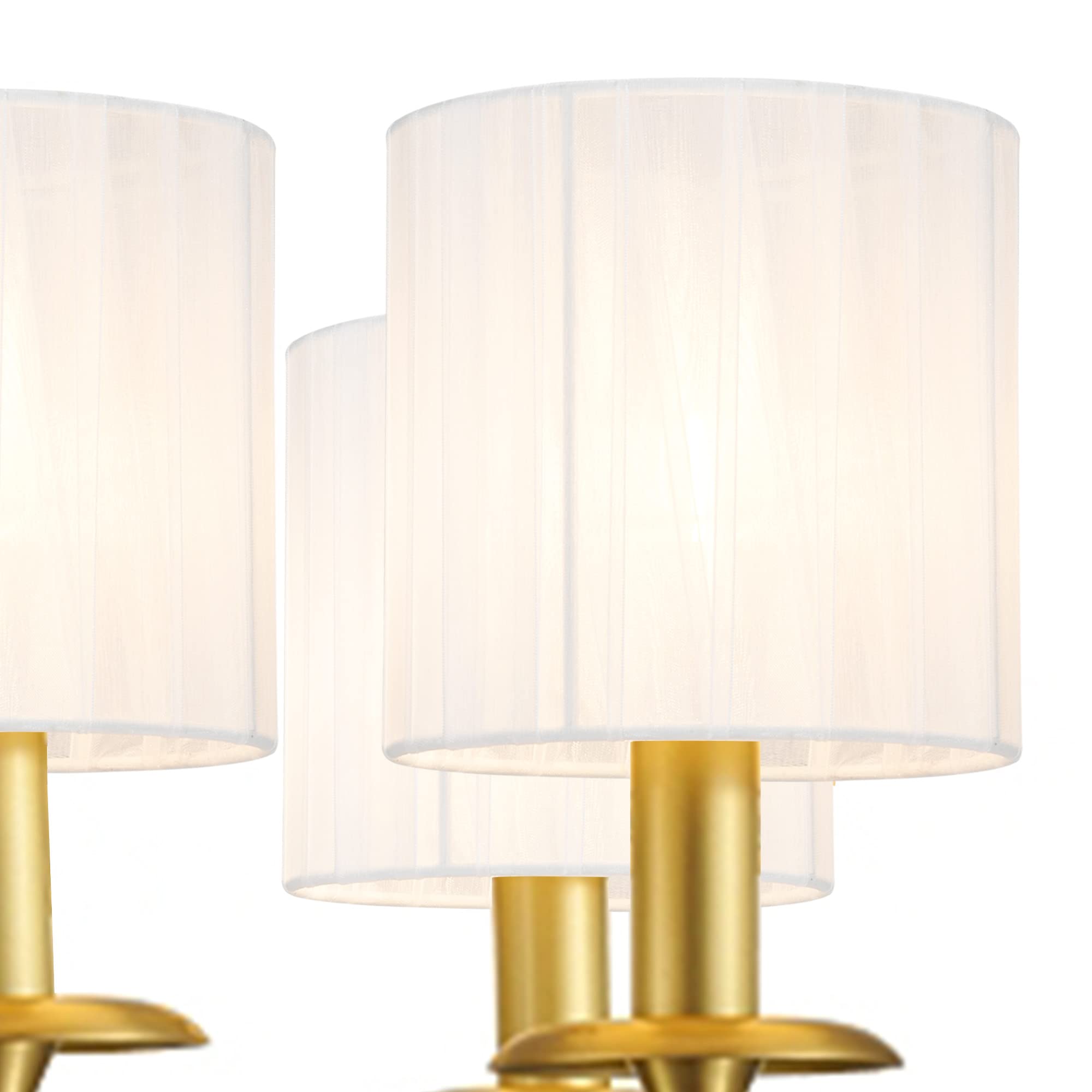 LAMPWELL LYON Clip-on Chandelier Lamp Shades - Set of 6 Small Drum Organza Fabric Shades 5.2
