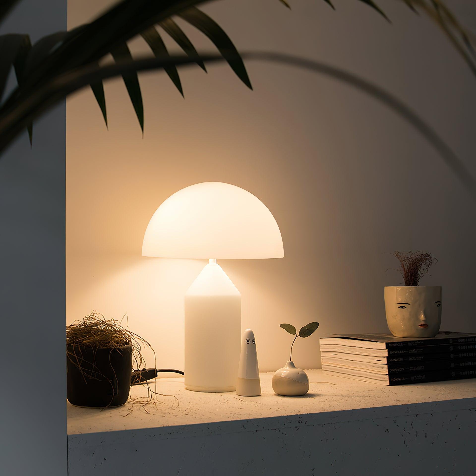 Atollo Glass Table Lamp - Modern Minimalist LED Desk Light for Living Room, Bedroom & Office Decor