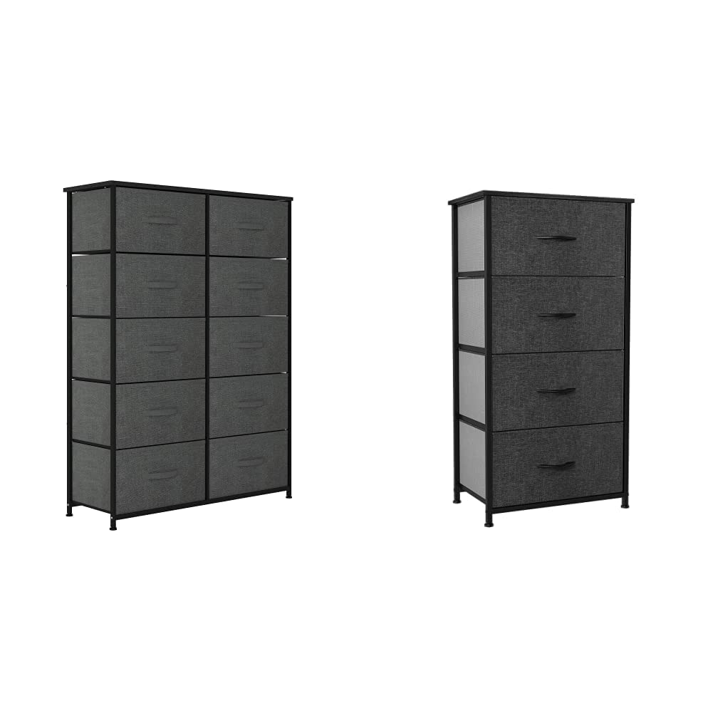 YITAHOME 10-Drawer Fabric Storage Tower Organizer - Closet, Bedroom & Nursery Dresser with 4 Drawers in Graphite Black - Perfect for Home Organization & Small Space Storage Solutions
