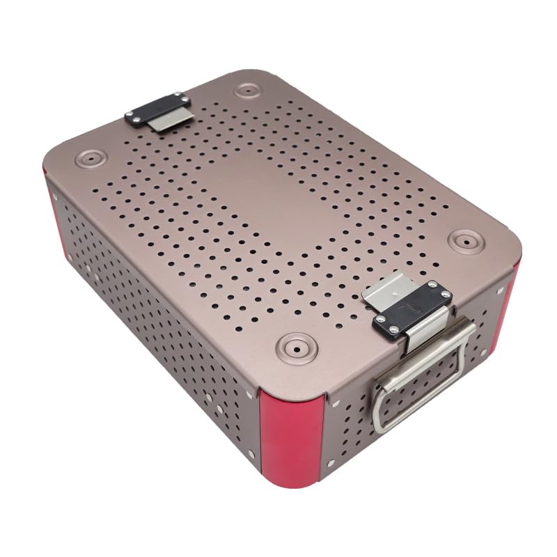 Aluminum Alloy Sterilization Tray Case - Double Layer Surgical Instrument Sterilizing Box with Non-Slip Silicone Mat | Perfect for Hospitals, Clinics & Dental Offices