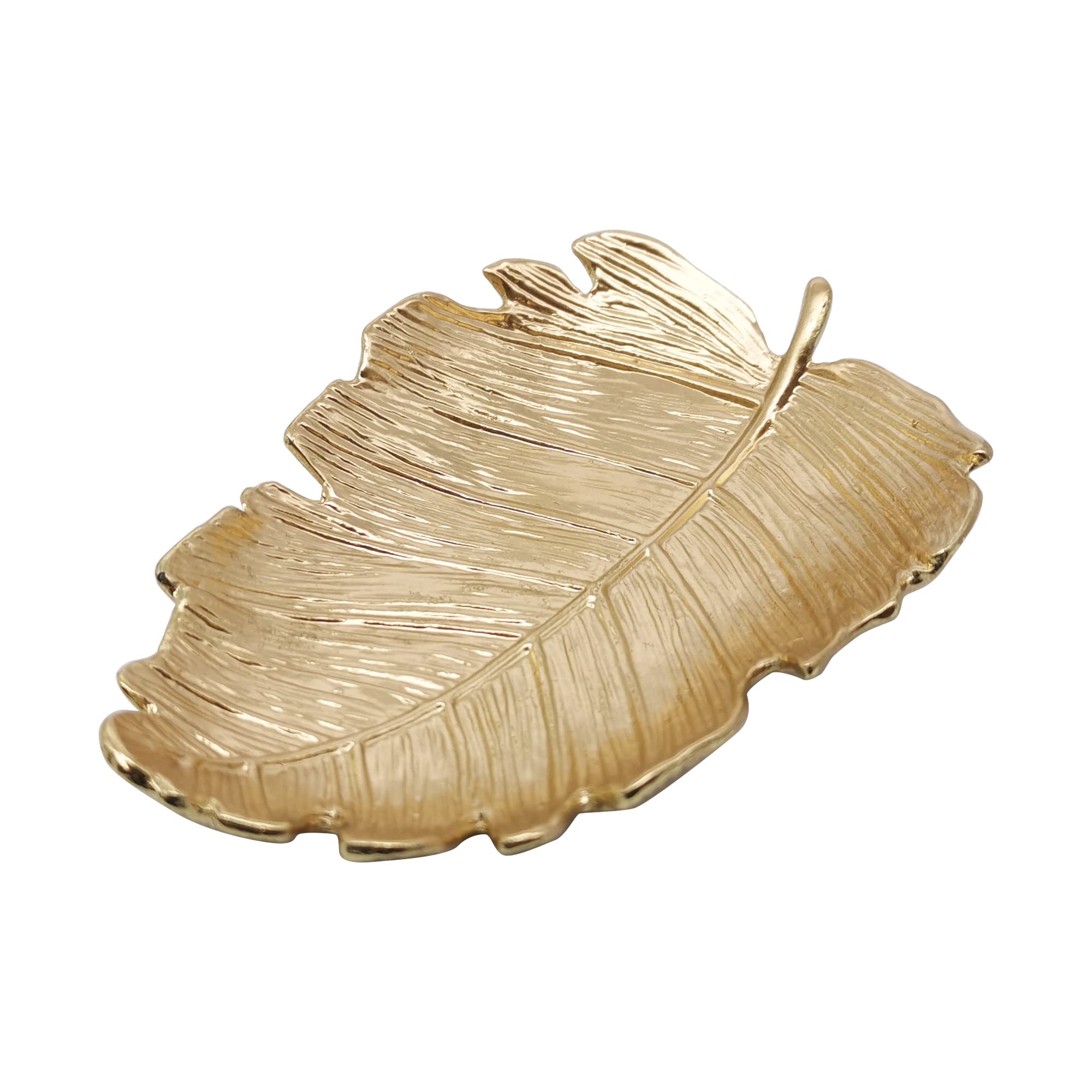 Leaf Shaped Metal Jewelry Dish - Elegant Ring Holder & Jewelry Organizer for Dresser - Perfect Vanity Tray for Christmas, Birthday, Wedding Gifts - Ideal for Home Decor, Bridal Shower & Jewelry Storage