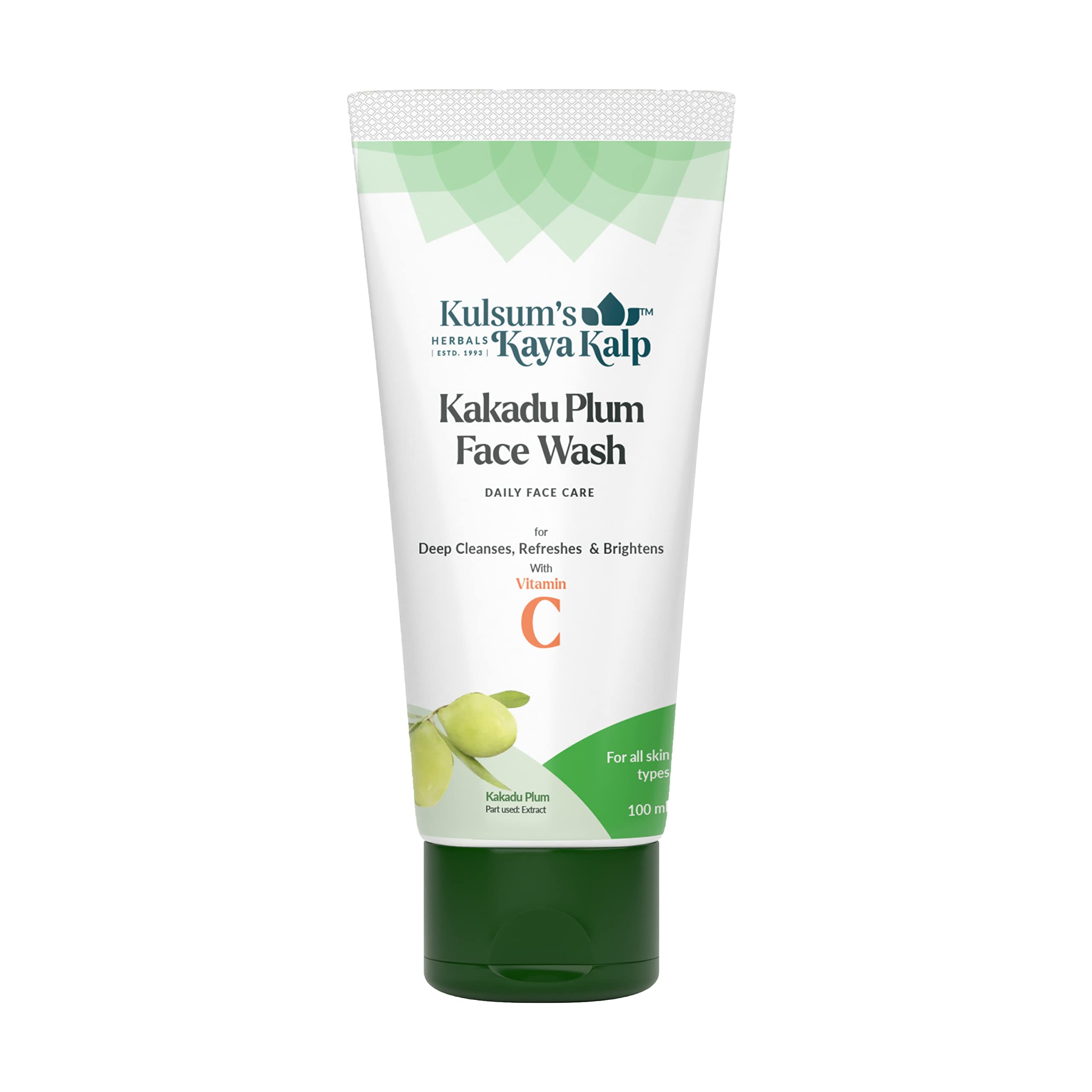 Kulsum's Kaya Kalp Herbals Kakadu Plum Face Wash with Vitamin C - 100ml Deep Cleansing, Brightening & Refreshing Daily Facial Cleanser for Glowing Skin | Perfect for Morning & Night Skincare Routine