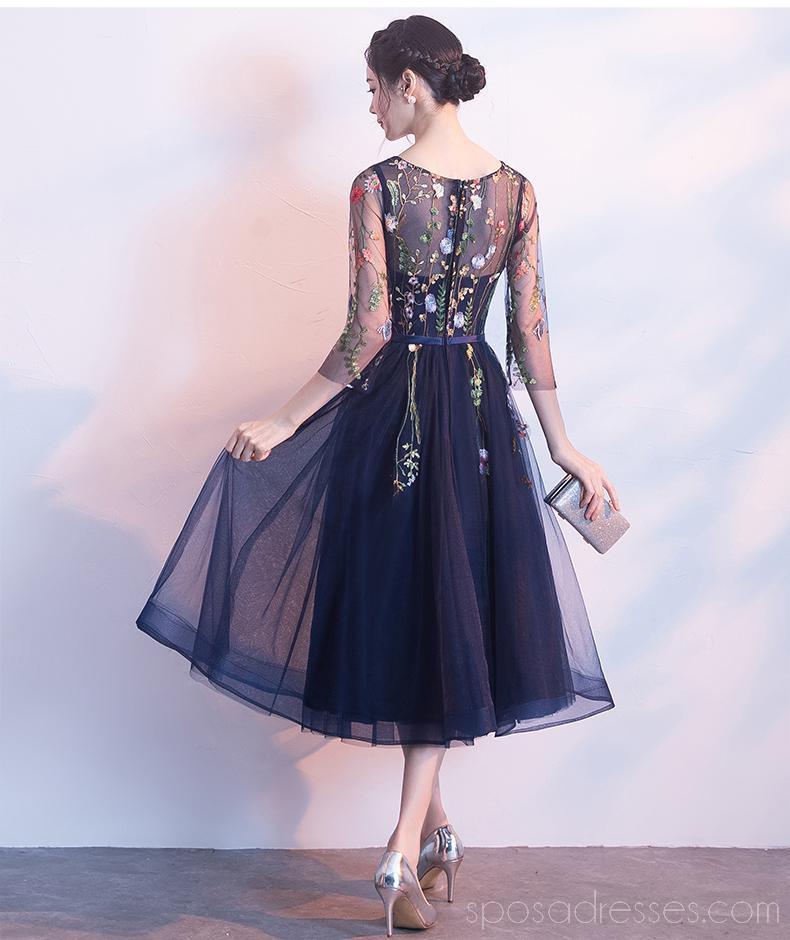 Elegant Navy Long Sleeve Scoop Neck Lace Homecoming Dress - CM795 | Affordable Prom Dresses for Women | Perfect for Formal Events, Dances & Special Occasions