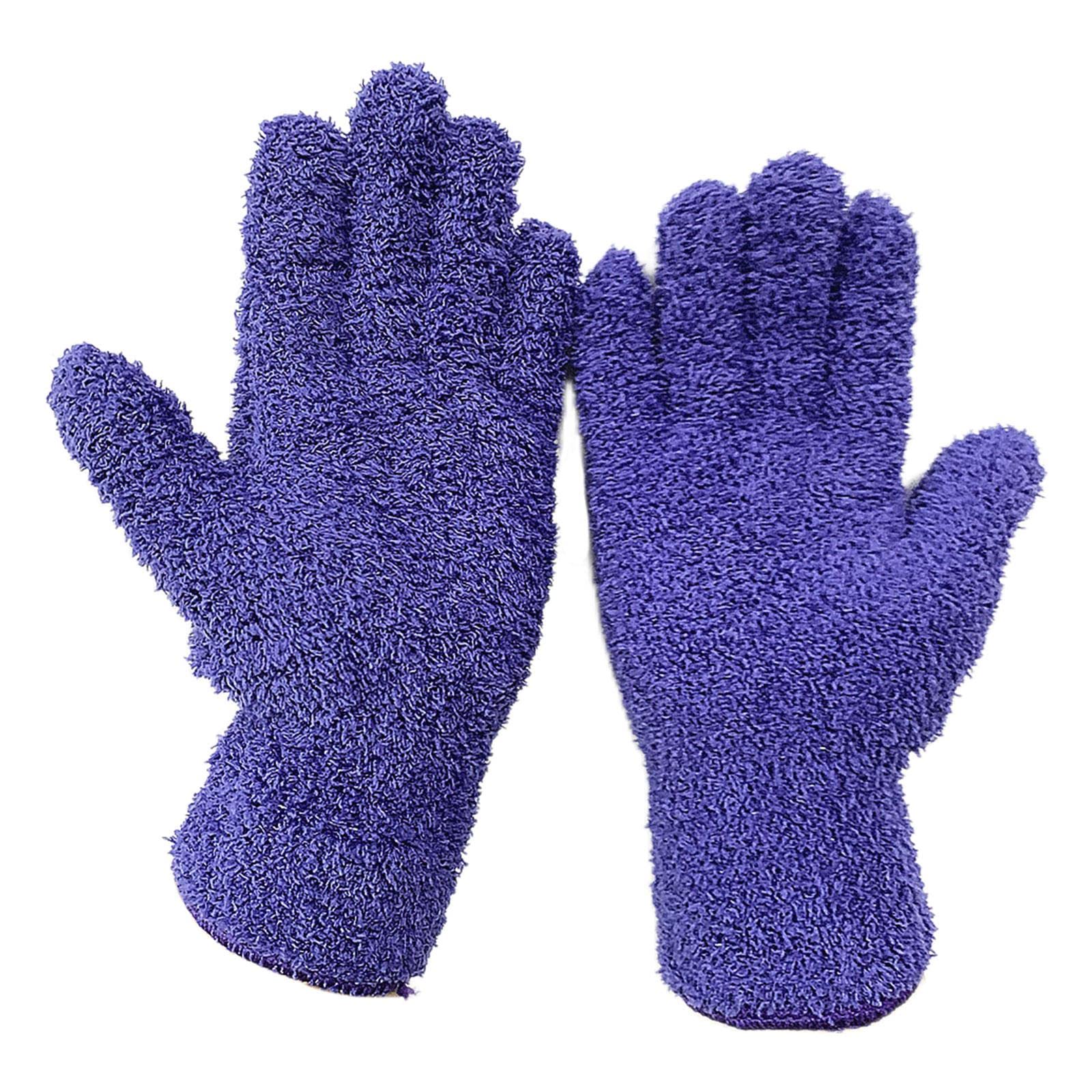 Pulunto Microfiber Dusting Gloves - Washable & Reusable Cleaning Gloves for Kitchen, House, Car, Truck, Mirror & Blind Cleaning | Soft Coral Fleece for Dusting Furniture, Lamps & Windows