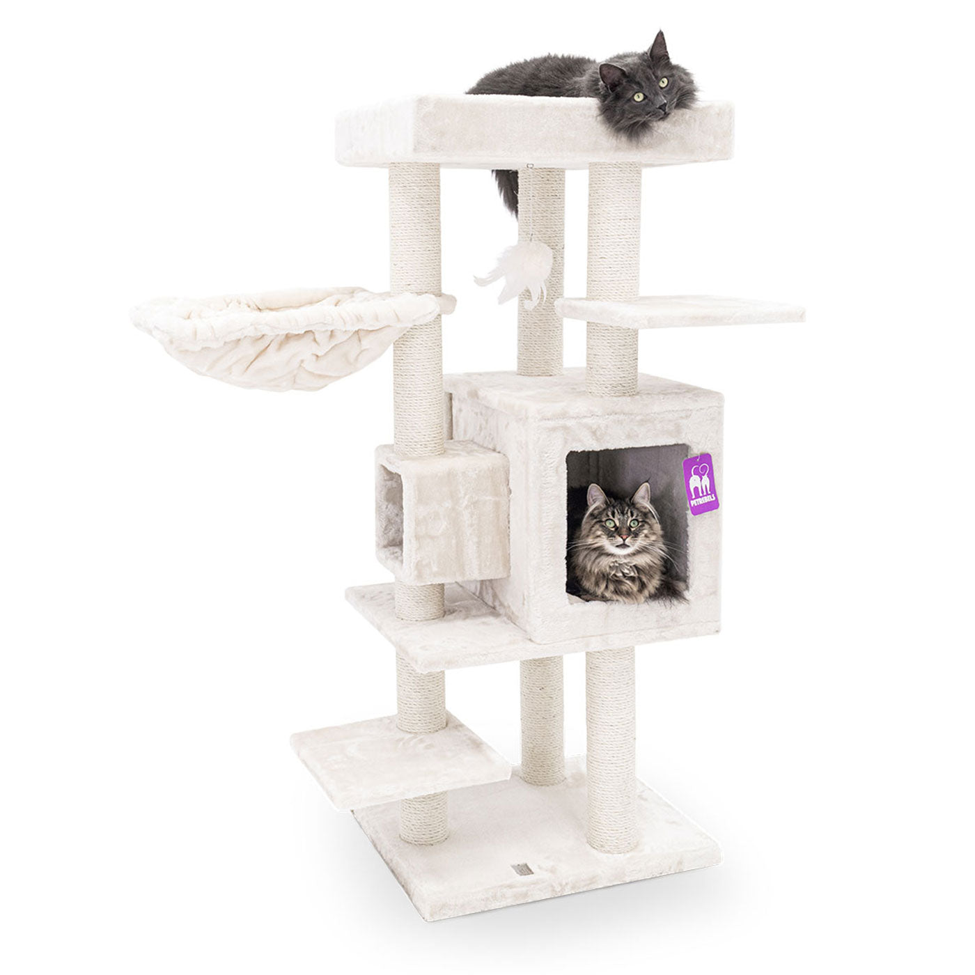 Premium 134cm Cat Tree for Large Cats - Kings & Queens Cleopatra Style - Multi-Level Scratching Post with Perches & Condo - Perfect for Indoor Play & Climbing