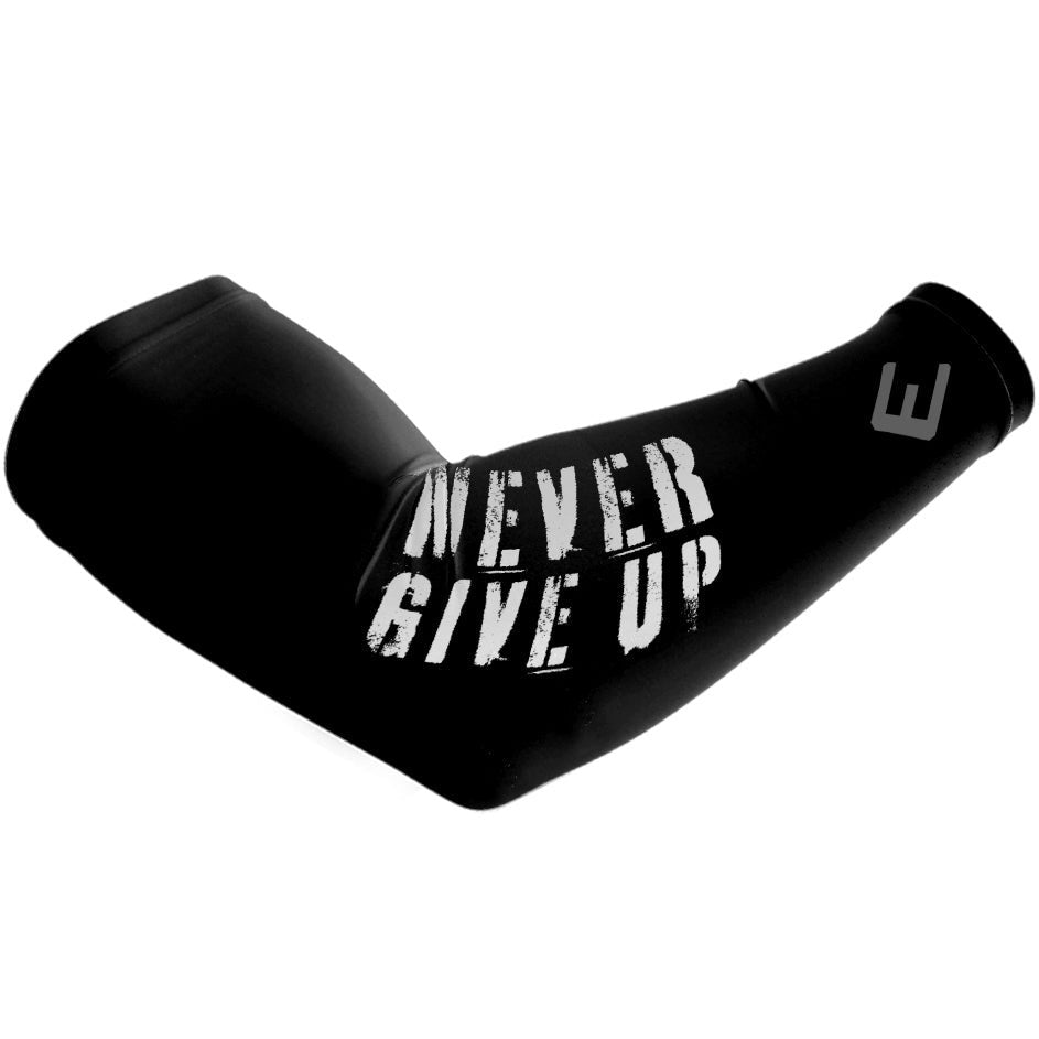 Never Give Up Arm Sleeve - Compression Sleeves for Sports & Fitness - Perfect for Running, Basketball & Workout Motivation
