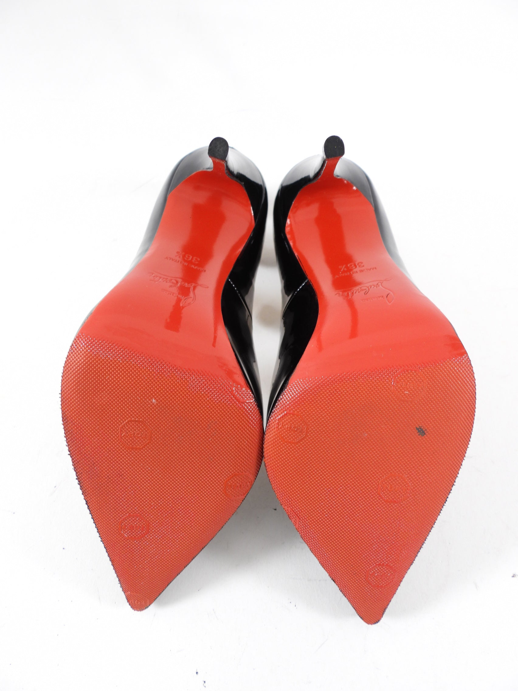 Christian Louboutin Black Patent Leather Olavague 115mm High Heel Pumps Size 35.5 - Perfect for Evening Parties & Formal Events