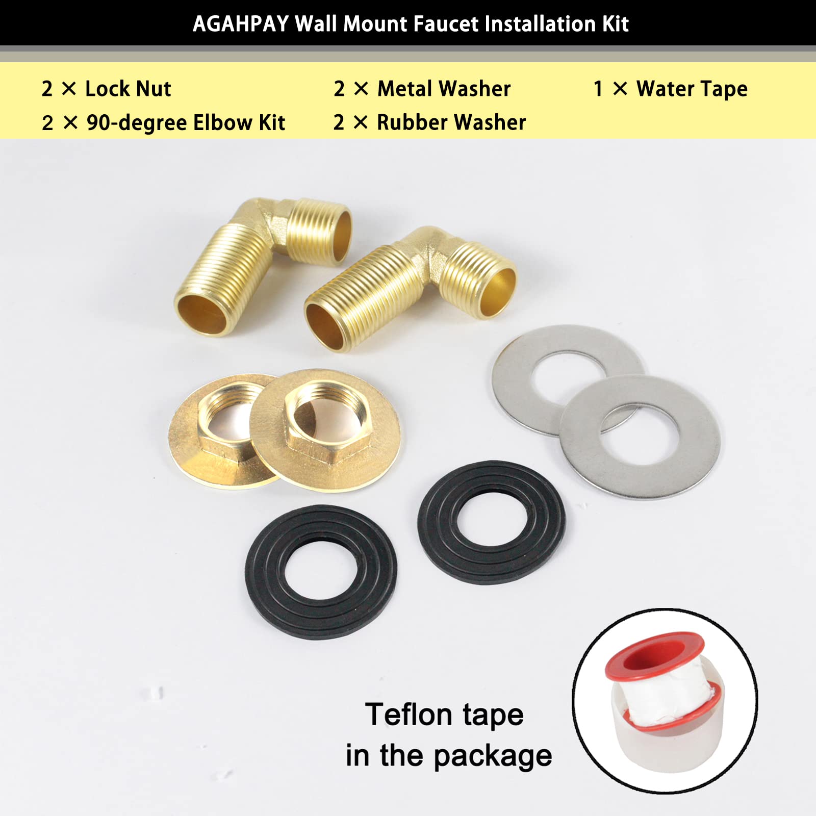 Commercial Kitchen Sink Faucet Installation Kit - Backsplash Mounted Connector Adapter Set for Stainless Steel Utility Sinks (G1/2, Solid Brass) - Perfect for Restaurant, Food Truck & Commercial Kitchen Plumbing