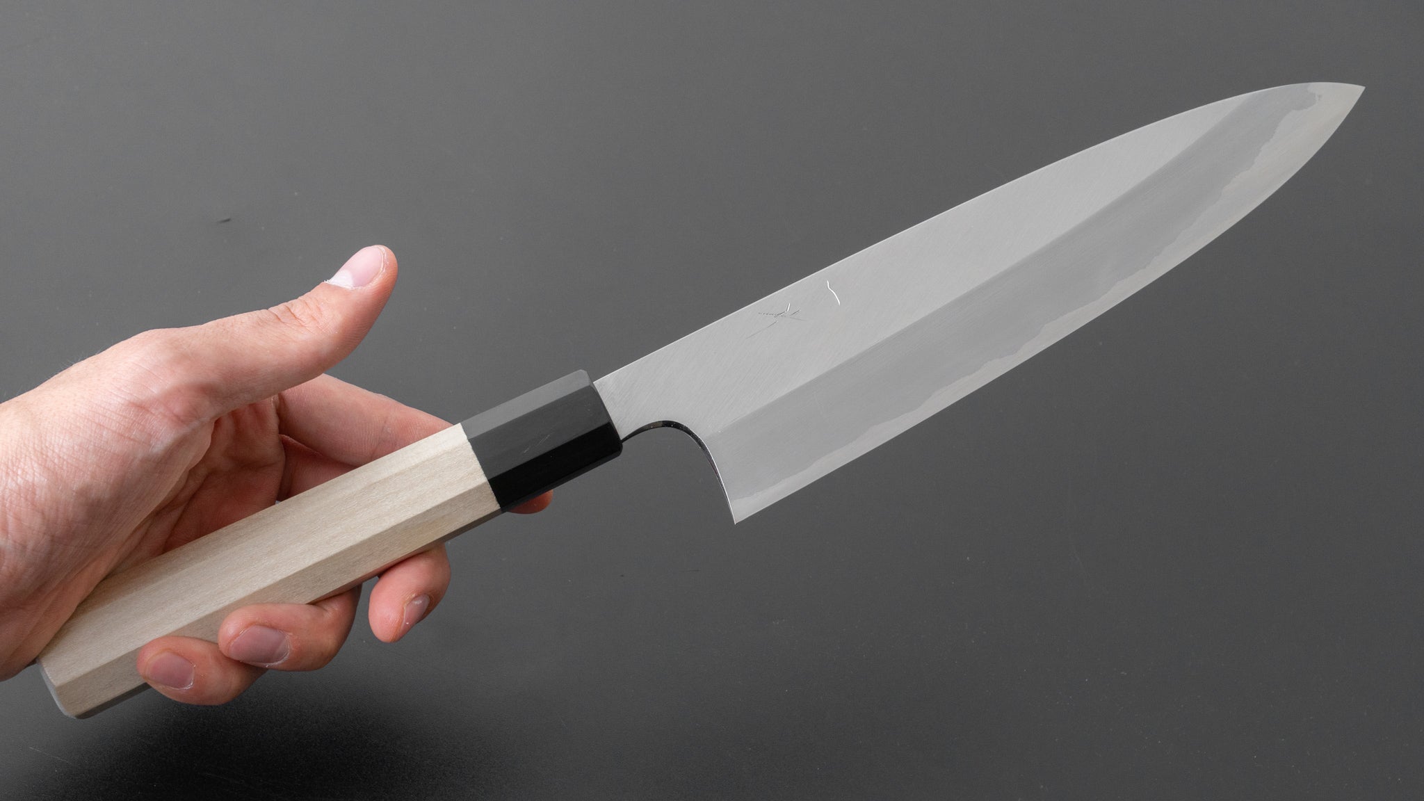 Hitohira Togashi White #1 Stainless Clad Migaki Gyuto 210mm Japanese Chef Knife with Ho Wood Handle - Perfect for Sushi, Meat Cutting & Professional Kitchen Use