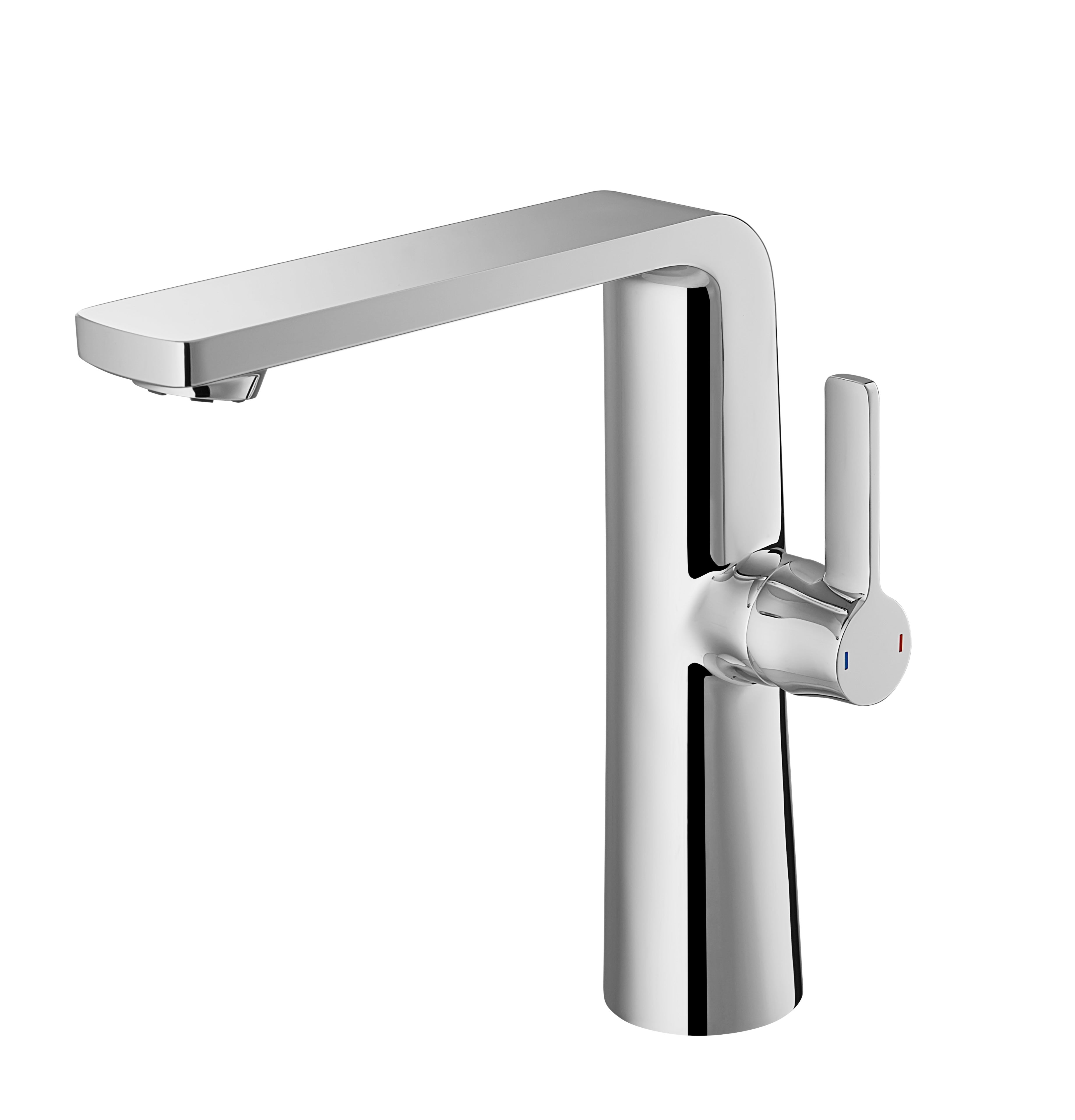 DAX 8226A Single Handle Bathroom Vessel Sink Faucet - 8 3/4 Inch Spout Height, Brass Construction with Chrome Finish - Perfect for Modern Vanities and Powder Rooms