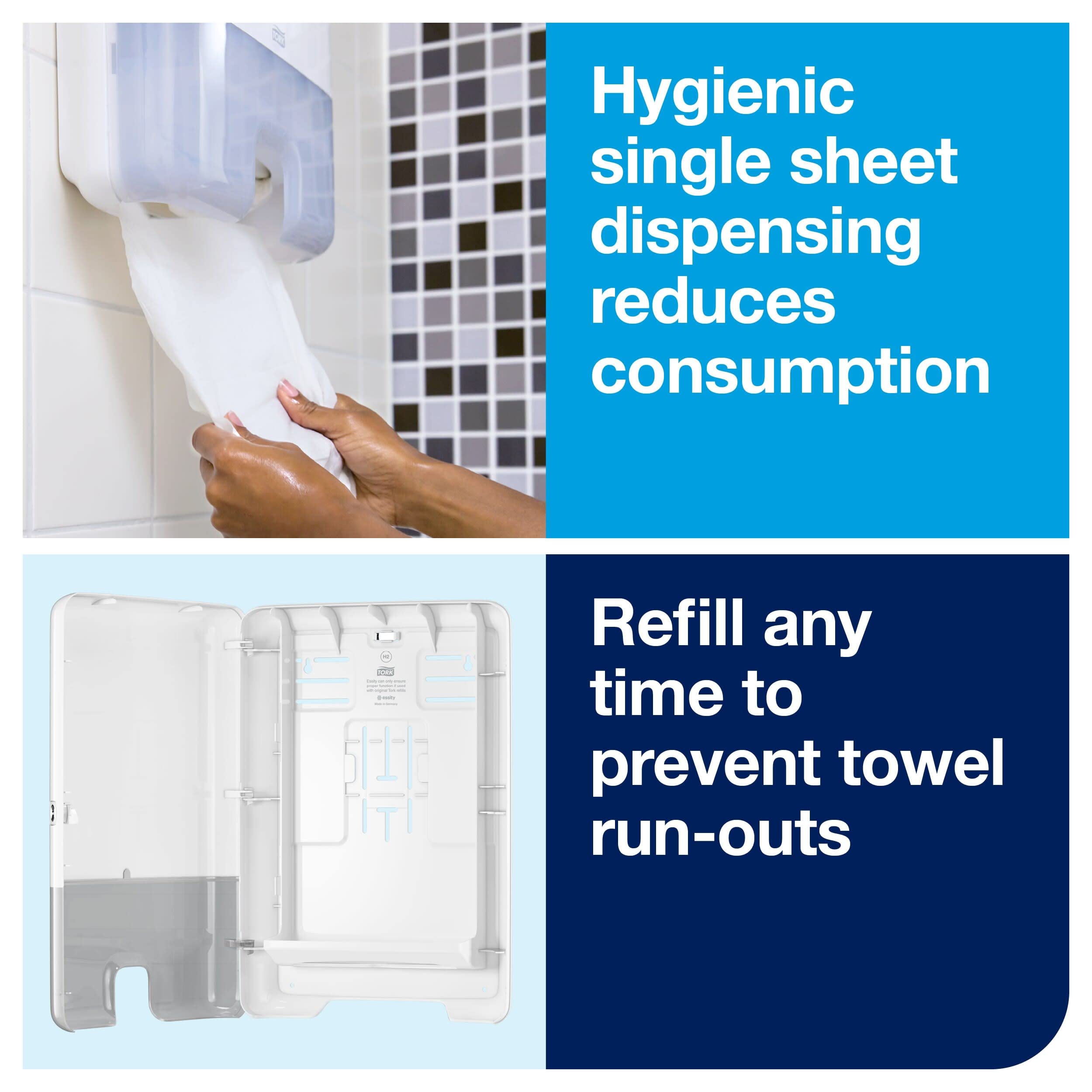 Tork Xpress Multifold Hand Towel Dispenser 552000 - White Slim Paper Towel Dispenser for Single Use | Compact Bathroom & Kitchen Hand Towel Holder for Offices, Restaurants & Public Restrooms