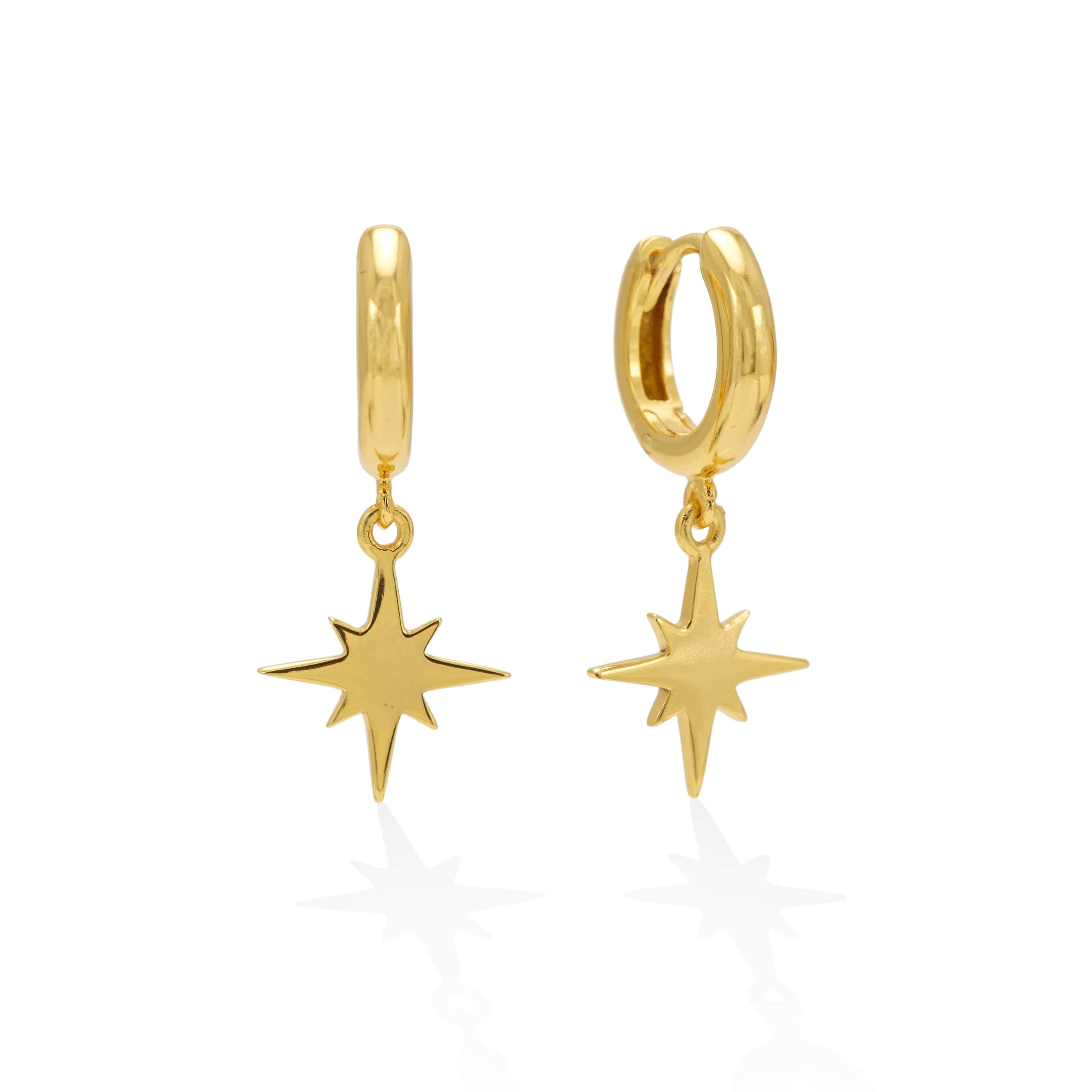Burst Charm Huggie Drop Hoop Earrings - Dainty Gold Plated Earrings for Women, Trendy Minimalist Jewelry Gift for Everyday Wear & Special Occasions