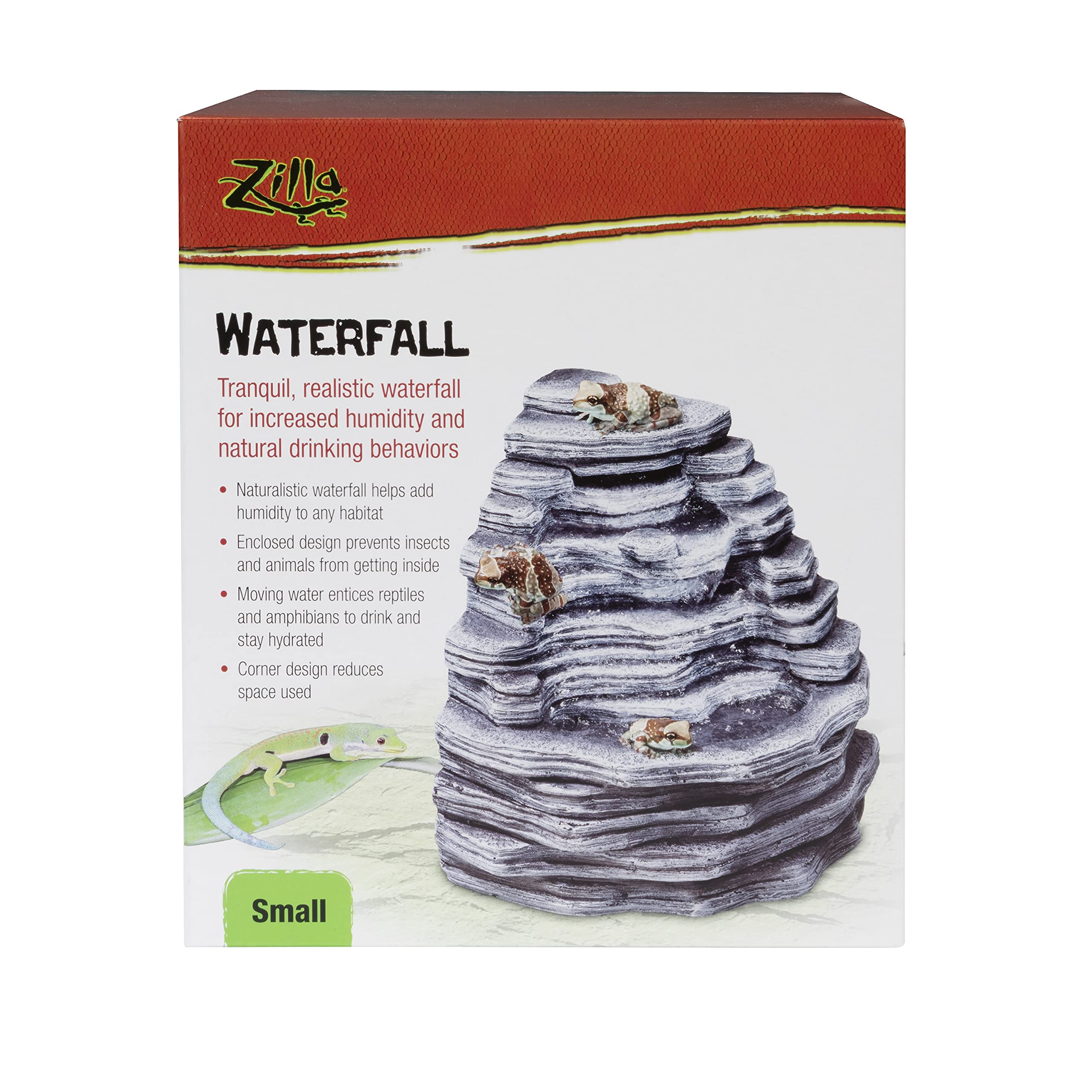 Zilla Pet Reptile Terrarium Waterfall Décor - Small Artificial Waterfall for Reptile Habitat, Terrarium Accessories for Lizards, Snakes & Amphibians - Perfect for Enhancing Natural Habitat & Hydration