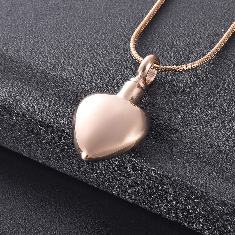 316L Stainless Steel Cremation Ashes Necklace - Heart Urn Pendant for Ashes Keepsake, Memorial Jewelry for Women (Rose Gold, 3 Pieces) - Perfect for Funeral Remembrance, Memorial Services & Honoring Loved Ones