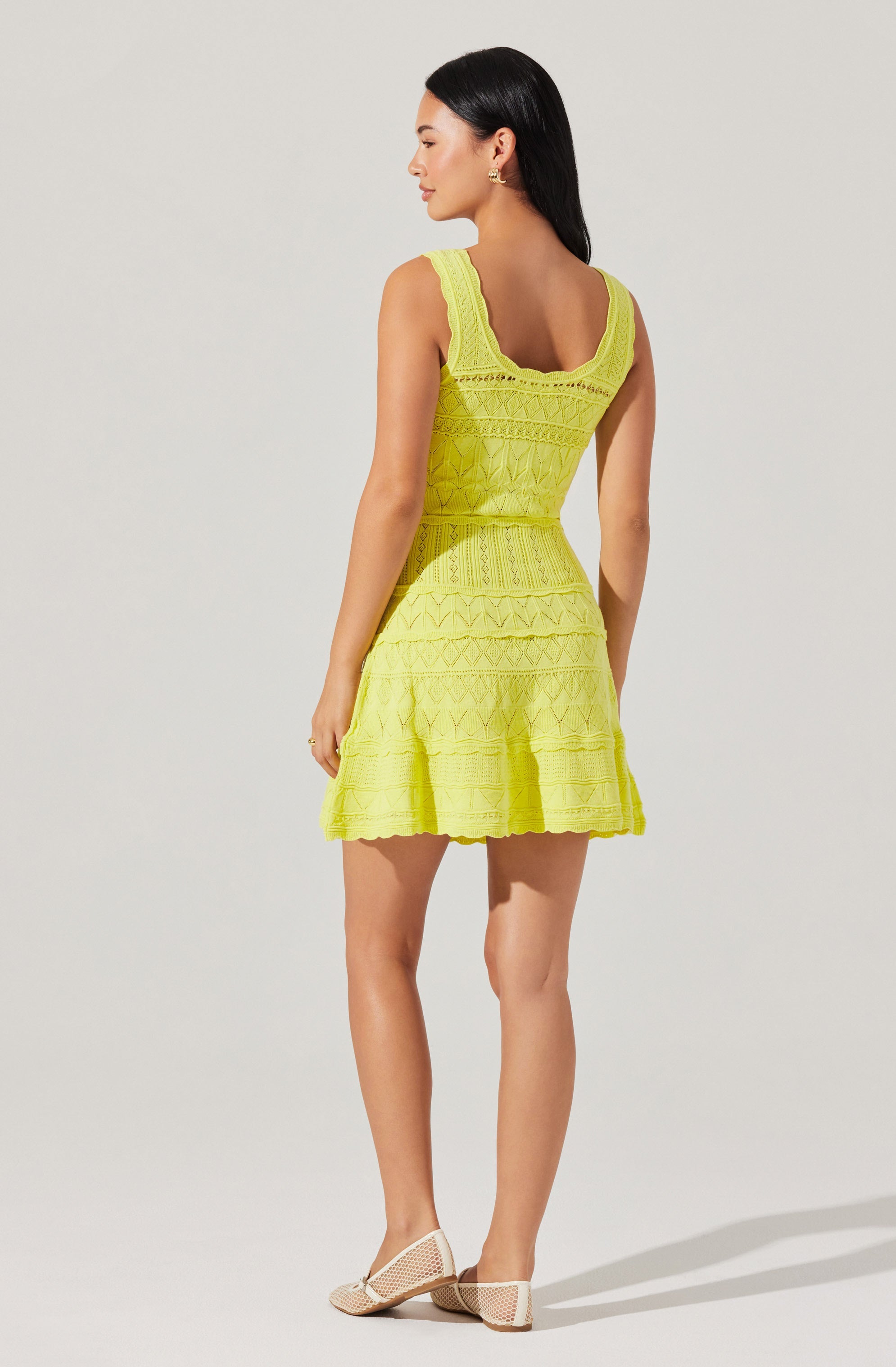 Shereena Pointelle Knit Sweater Mini Dress - Women's Elegant Lace Knitwear for Casual Outings, Dates, and Office Wear