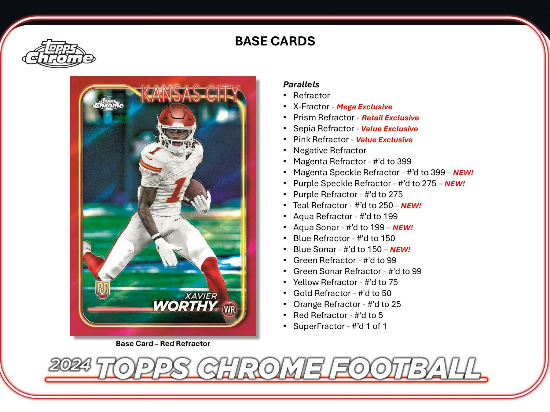 2024 Topps Chrome Football Mega Box - Premium Trading Cards for NFL Fans & Collectors - Perfect for Gifts, Investments, and Fantasy Football Enthusiasts