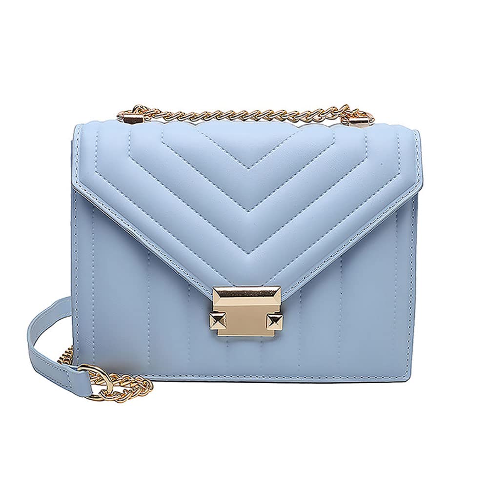 Luxury Women's Envelope Crossbody Bag - PU Leather Underarm Shoulder Bag with Chain Strap, Designer Style Handbag for Everyday Use - Perfect for Work, Shopping & Evening Out (Blue)
