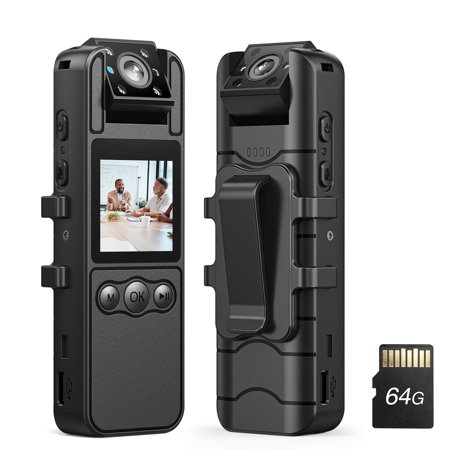 BOBLOV A26 Mini Body Camera 64GB - 1080P HD with Night Vision, Rotating Lens & Tripod - 6 Hours Continuous Recording - Ideal for Security, Delivery Services, Evidence Collection & Personal Safety (Home, Workplace, Law Enforcement Use)