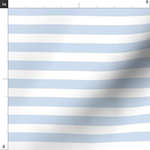 Pale Blueberry Blue & White Striped Minky Fabric by Spoonflower - Soft Plush Fat Quarter for Sewing Baby Blankets, Quilt Backing, DIY Projects - Perfect for Nursery Decor, Summer Clothing & Cozy Home Crafts