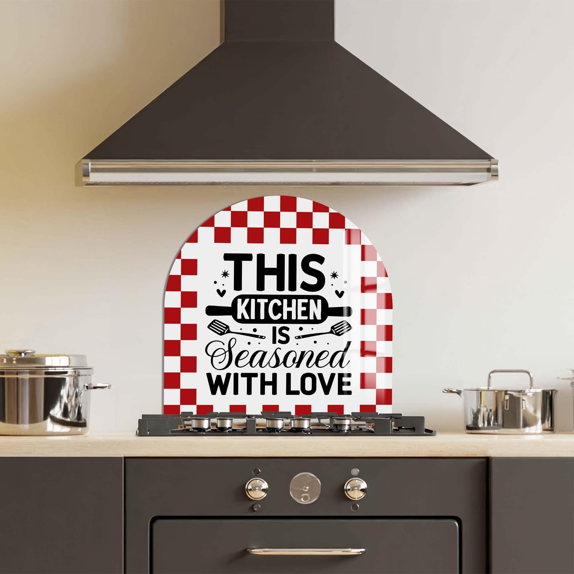 Seasoned with Love Glass Splashback - Stylish & Durable Kitchen Backsplash for Modern Homes - Perfect for Cooking, Baking & Home Decor