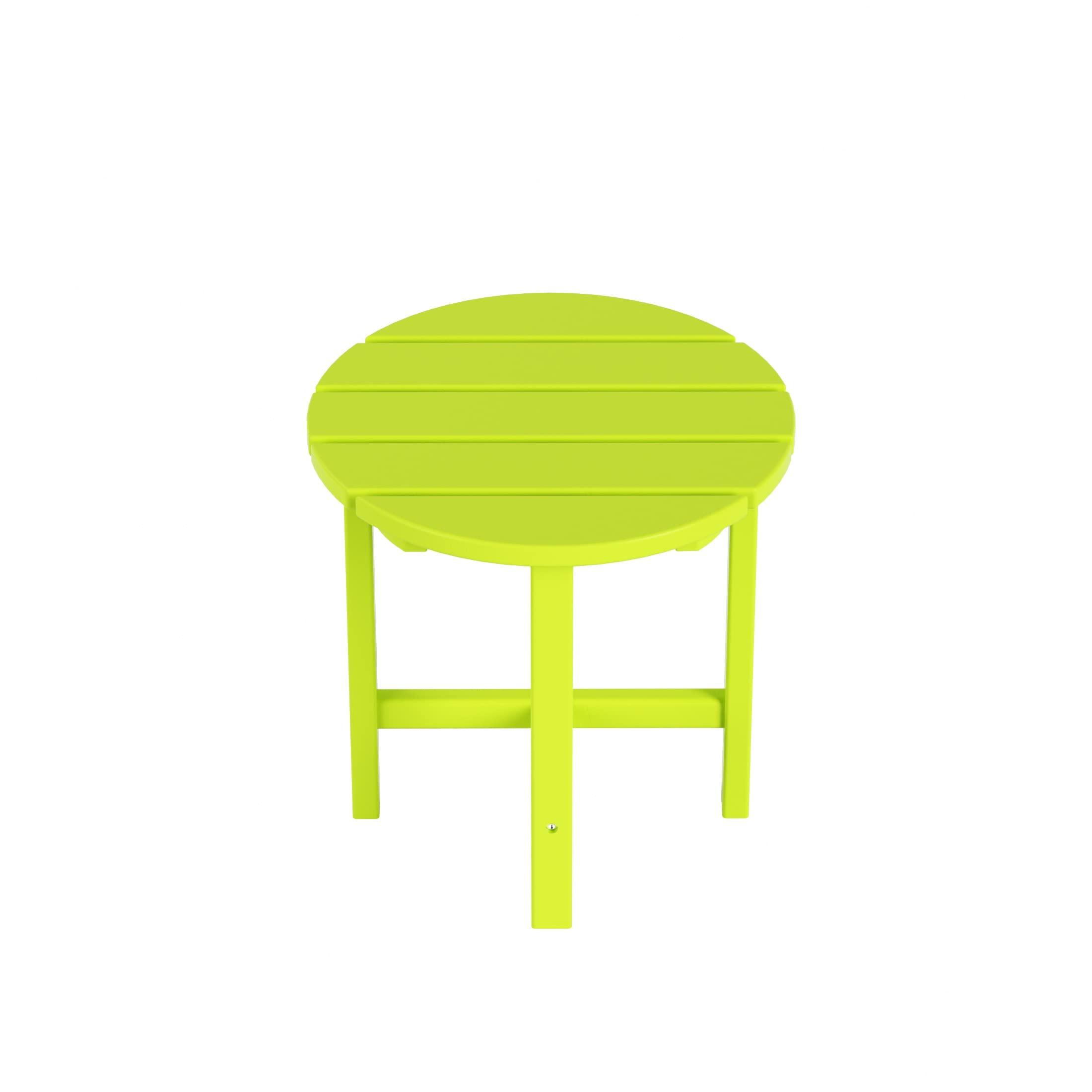 2-Piece WO Home Outdoor Adirondack Chair Set with Side Table - Durable Poly Lumber Traditional Retro Lounger for Beach, Balcony, Patio, Backyard, Lawn & Garden - Perfect for Relaxing in Lime Green Comfort