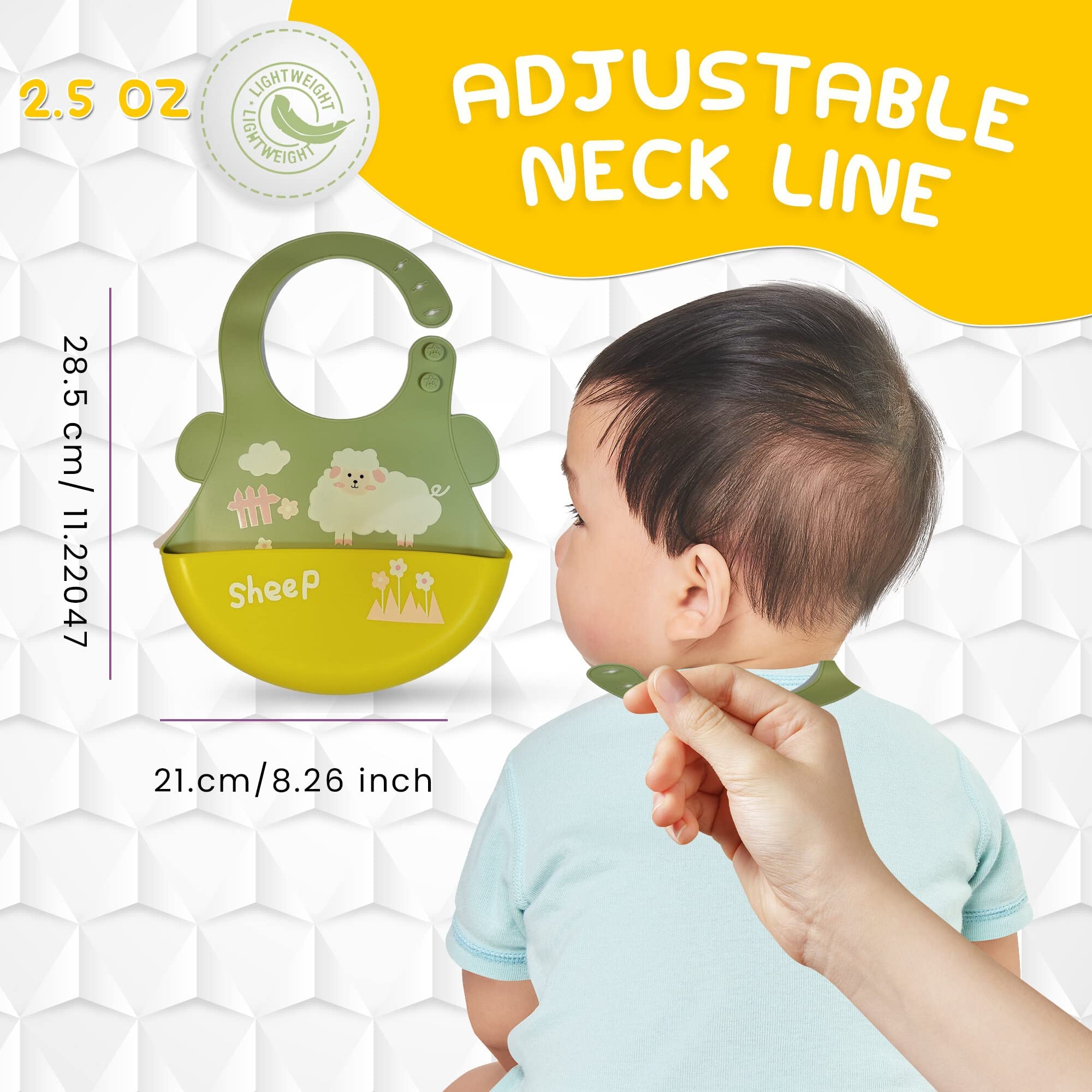 Soft Silicone Baby Bibs for Infants & Toddlers (6-72 Months) - 2 Pack Waterproof Drool & Food Bibs for Boys & Girls - Perfect Baby Shower Gift for Messy Mealtime & Feeding