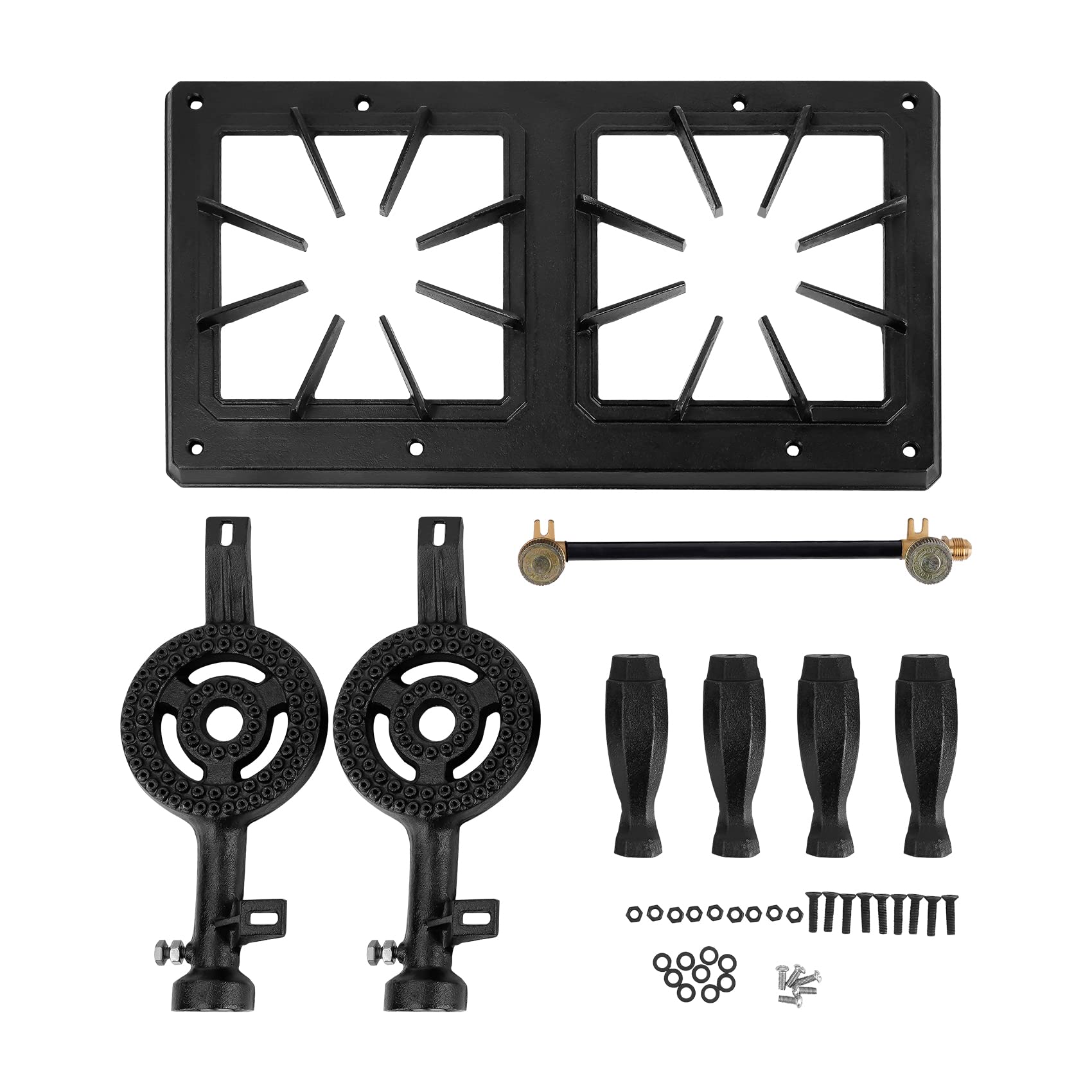 OnlyFire 2-Burner Cast Iron Camping Stove - Portable Propane Gas Cooker for Outdoor Cooking, Camping, BBQ Grilling, Tailgating & Hiking - Perfect for Backyard, RV Trips & Emergency Preparedness