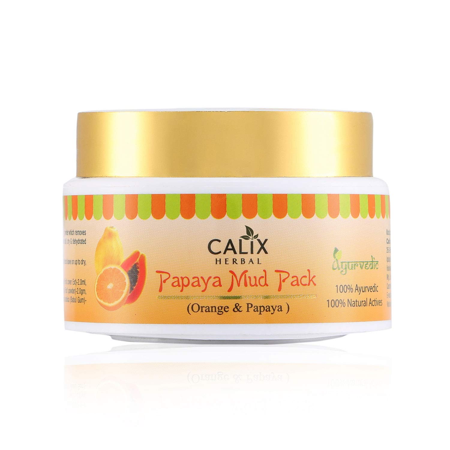 Calix Herbal Papaya Mud Mask - Exfoliating Face Scrub for Dead Skin Cells, Blemish & Pigmentation Treatment, 60g | Brightening Facial Care for Glowing Skin at Home Spa
