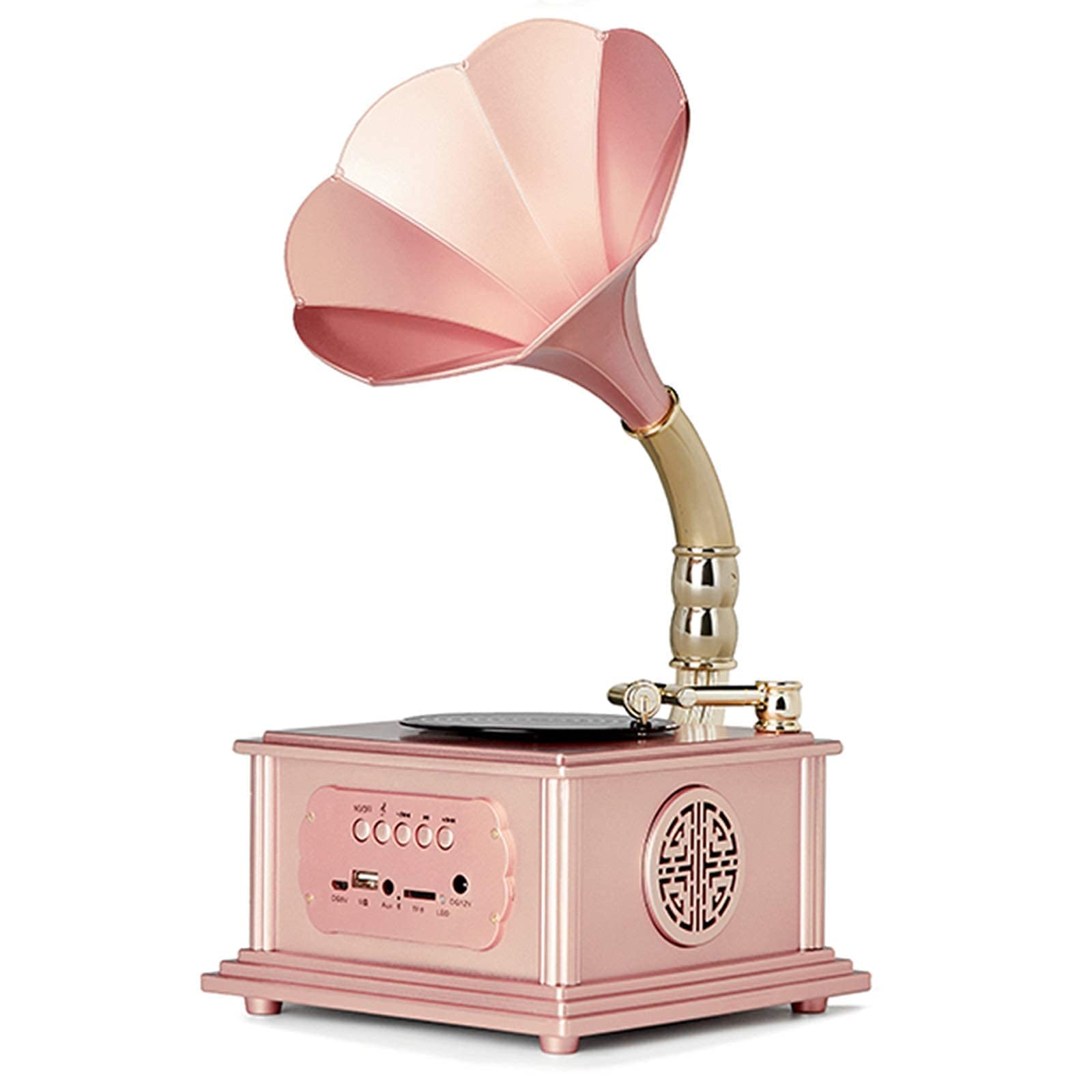 Vintage Bluetooth Turntable with Built-in Speakers - Wireless Vinyl Record Player, AUX 3.5mm Audio Input for Home Entertainment & Retro Decor - Perfect for Living Room, Bedroom, and Office Music Listening