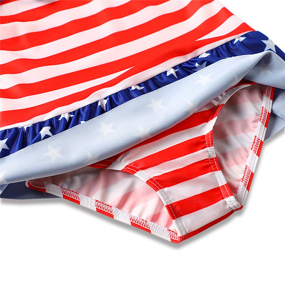 TrendyCoCo Baby Girl USA Flag One-Piece Swimsuit with UPF 50+ Sun Protection - Cute Toddler Swimwear for Beach, Pool & Summer Water Activities