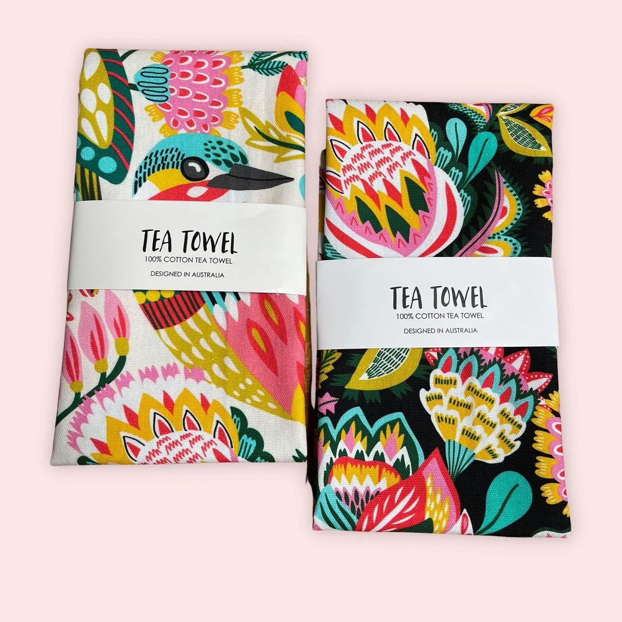 Premium Kingfishers Tea Towel Set - 100% Cotton Absorbent Kitchen Towels for Dishes & Drying Hands - Perfect for Home, Kitchen & Gifts (Set of 2/4/6) - Eco-Friendly & Decorative for Daily Use & Hosting