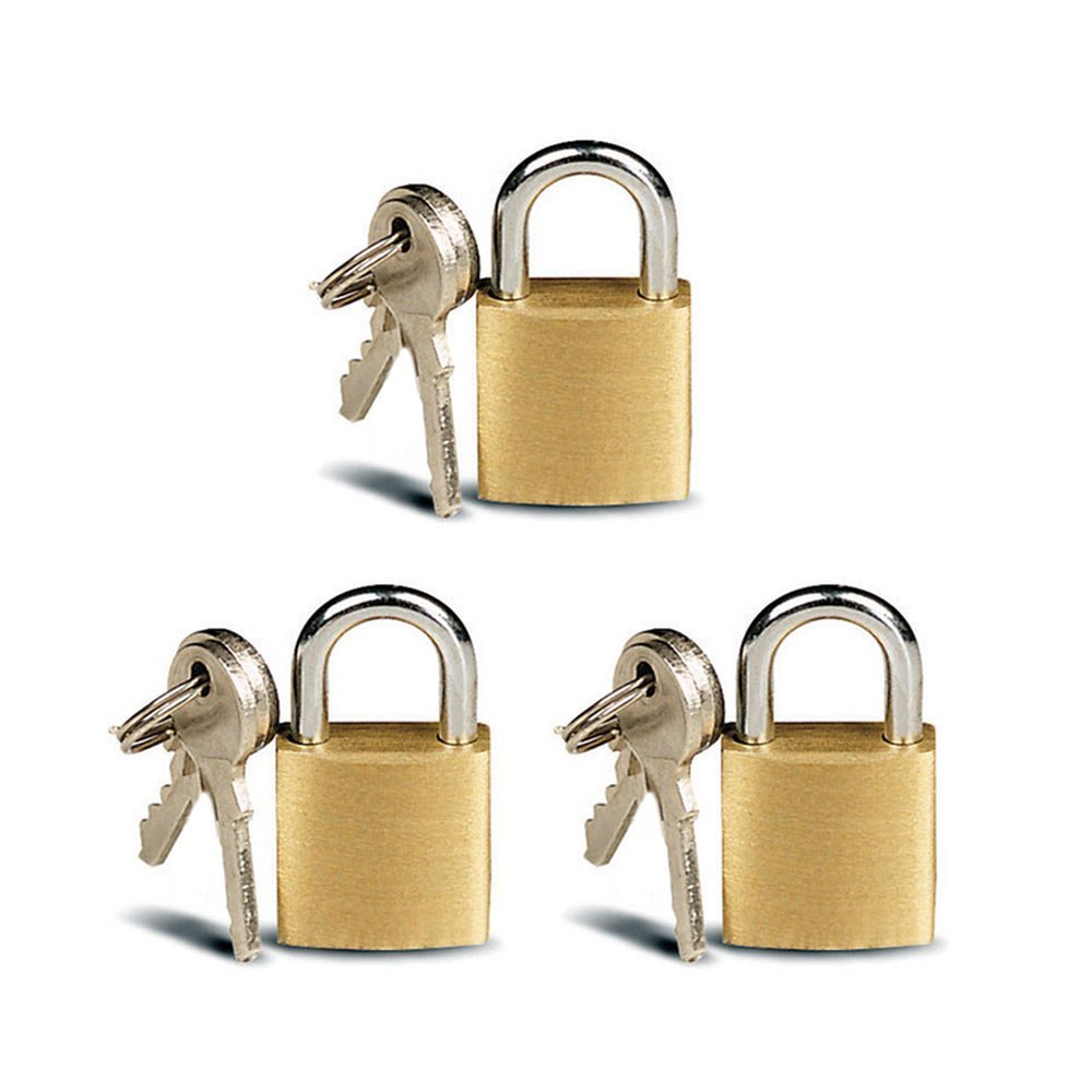 ATB 3-Piece Small Solid Brass Padlock Set - Secure Luggage, Backpacks, Diaries & Jewelry Boxes with Keys | Ideal for Travel, School & Home Security