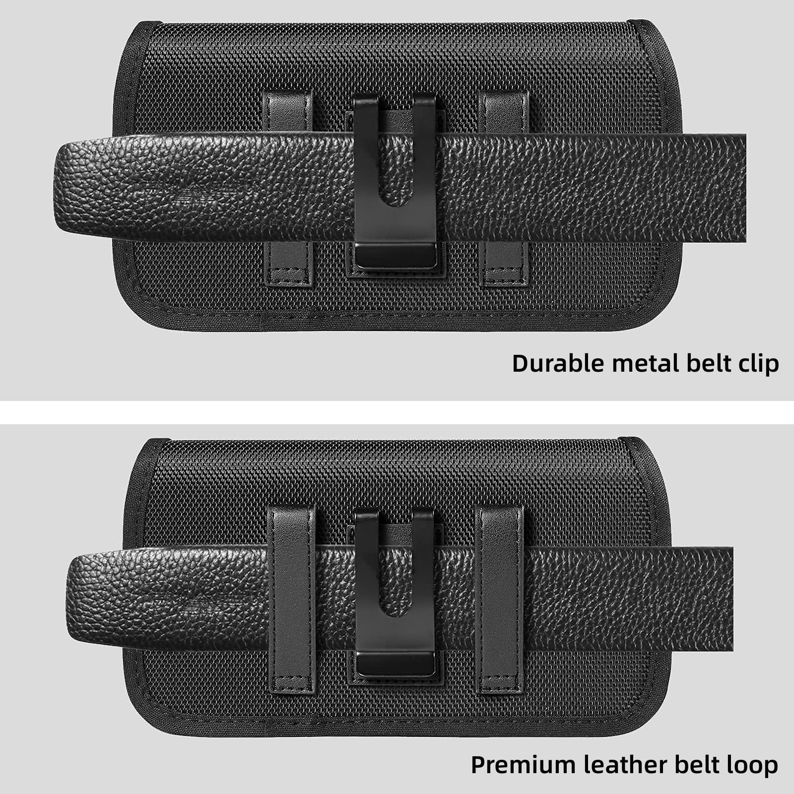 Durable Nylon Belt Clip Phone Holster Pouch - Compatible with Samsung Galaxy A15 5G/A14/A53/A52/A51/S24 Ultra/S23 Ultra/S22 Ultra/S21 Ultra/Note 20 Ultra, iPhone 15 Pro Max, OnePlus Nord N200 5G & Google Pixel 6 Pro - Perfect for Outdoor Activities, Work & Travel