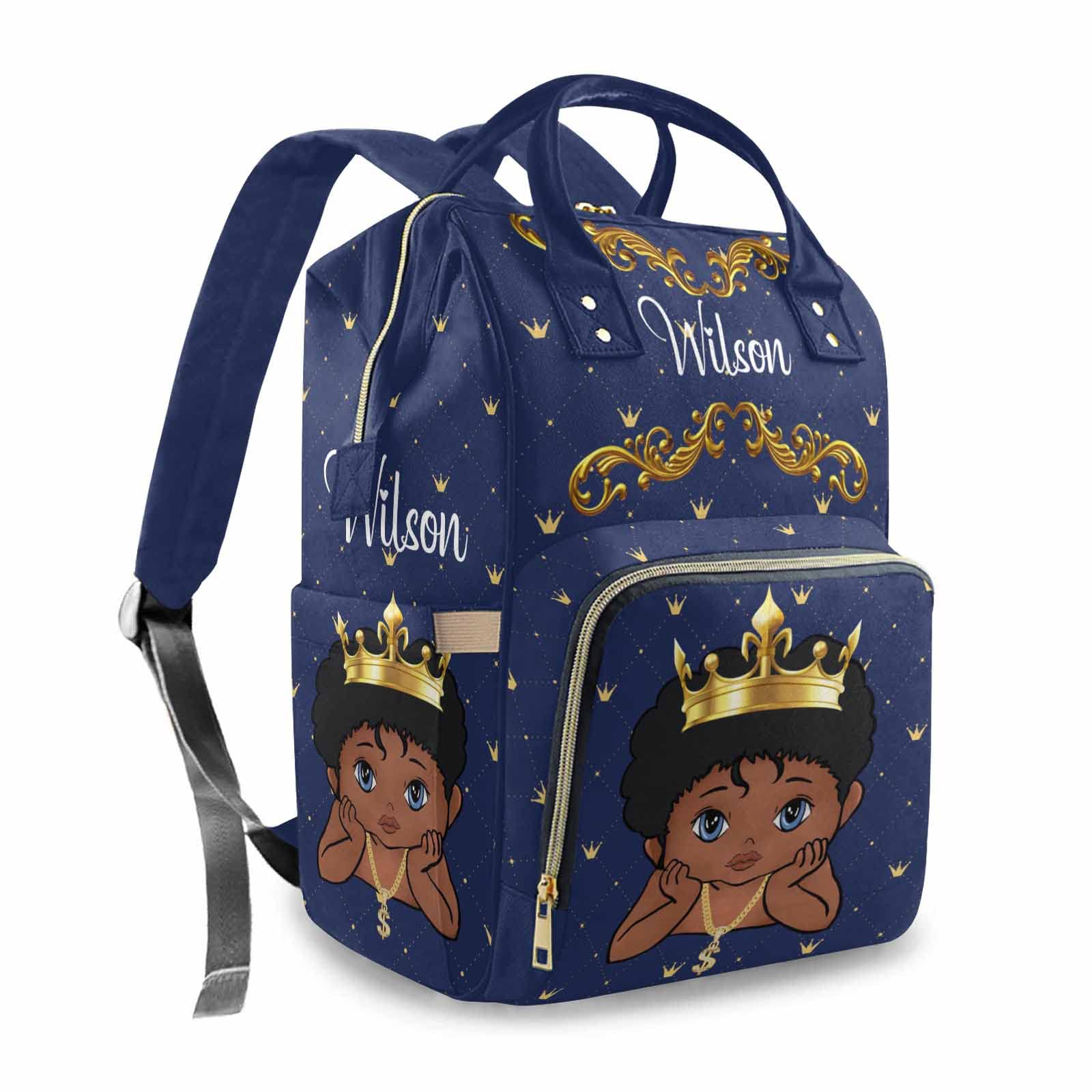 Personalized Baby Diaper Bag with Custom Name - Waterproof Nappy Backpack for Boys & Girls - Crown Prince Design - Perfect Baby Shower Gift for Travel, Park Outings & Daily Use
