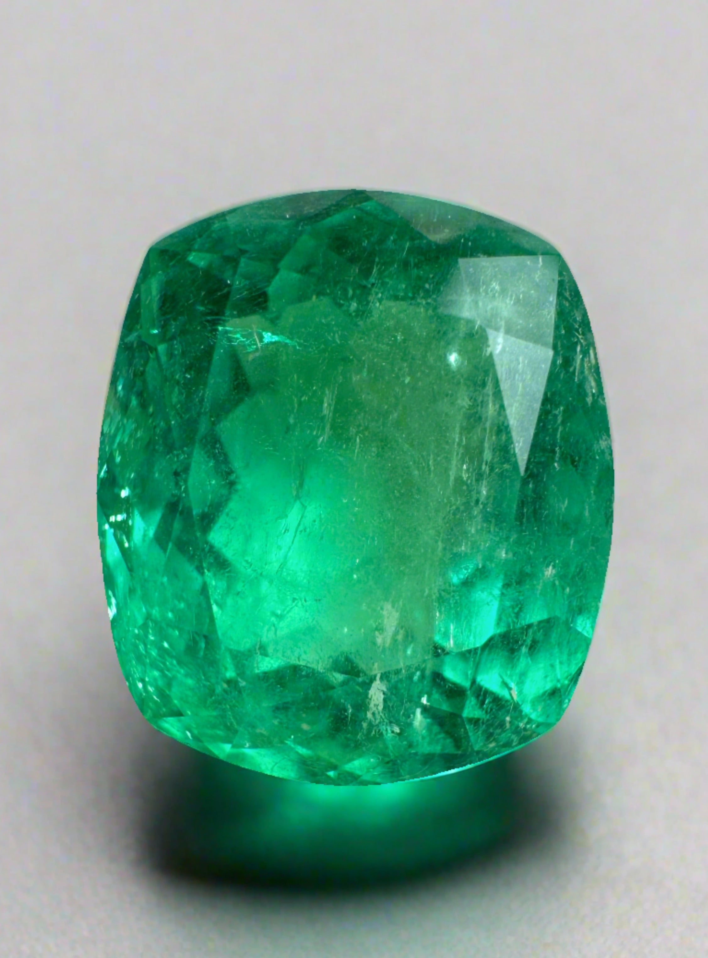 8.20 Carat Muzo Green Natural Loose Colombian Emerald - 13.4x11.5mm Cushion Cut Gemstone for Jewelry Making & Engagement Rings