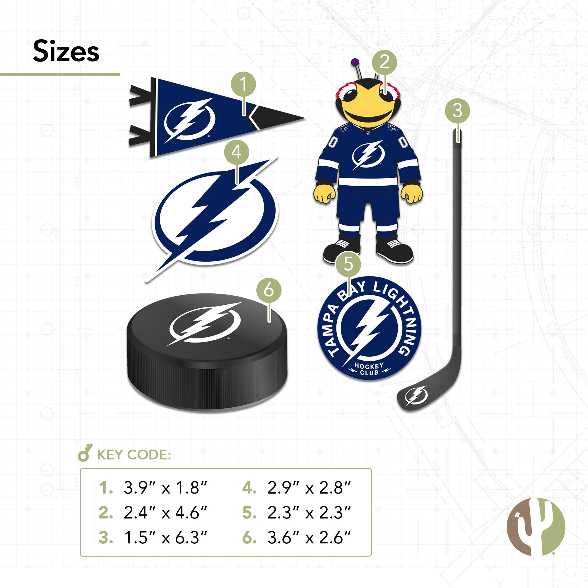 NHL Tampa Bay Lightning Team Desert Cactus Vinyl Decal Sticker - Waterproof Laptop, Car, Water Bottle, Scrapbook Decoration for Hockey Fans & Sports Enthusiasts