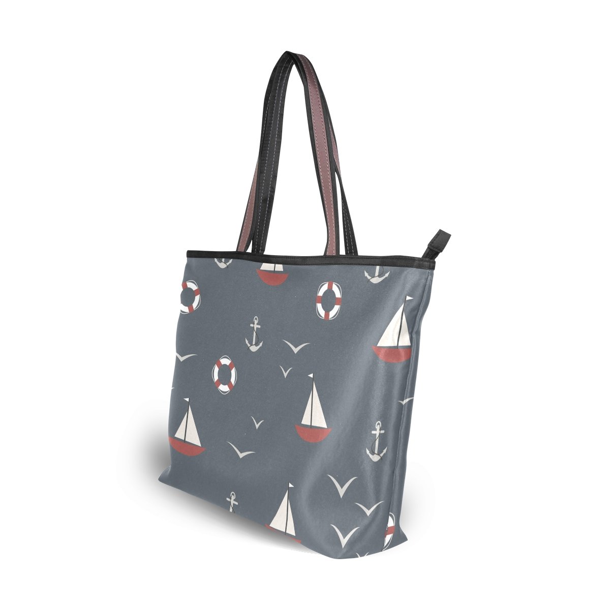 Large Beach Travel Tote Bag - Waterproof Nautical Navy Blue with Anchor Print - Perfect for Vacation, Pool Day & Summer Outings