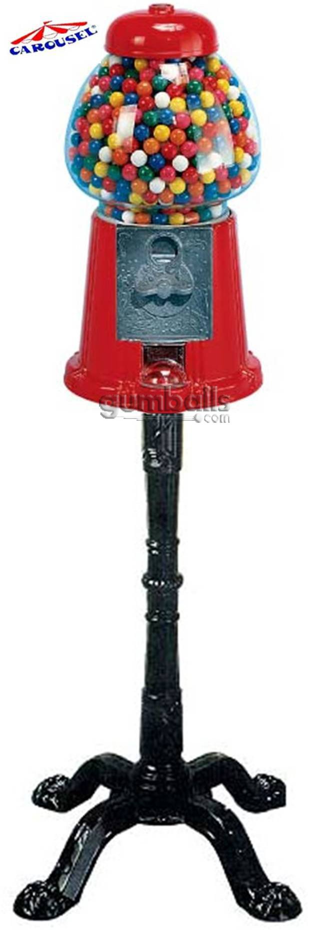 Vintage Carousel King Size Gumball Machine with Stand - 62 oz Capacity, 15 Inch Height, Classic Red Color - Perfect for Home Decor, Party Favors, and Candy Store Displays