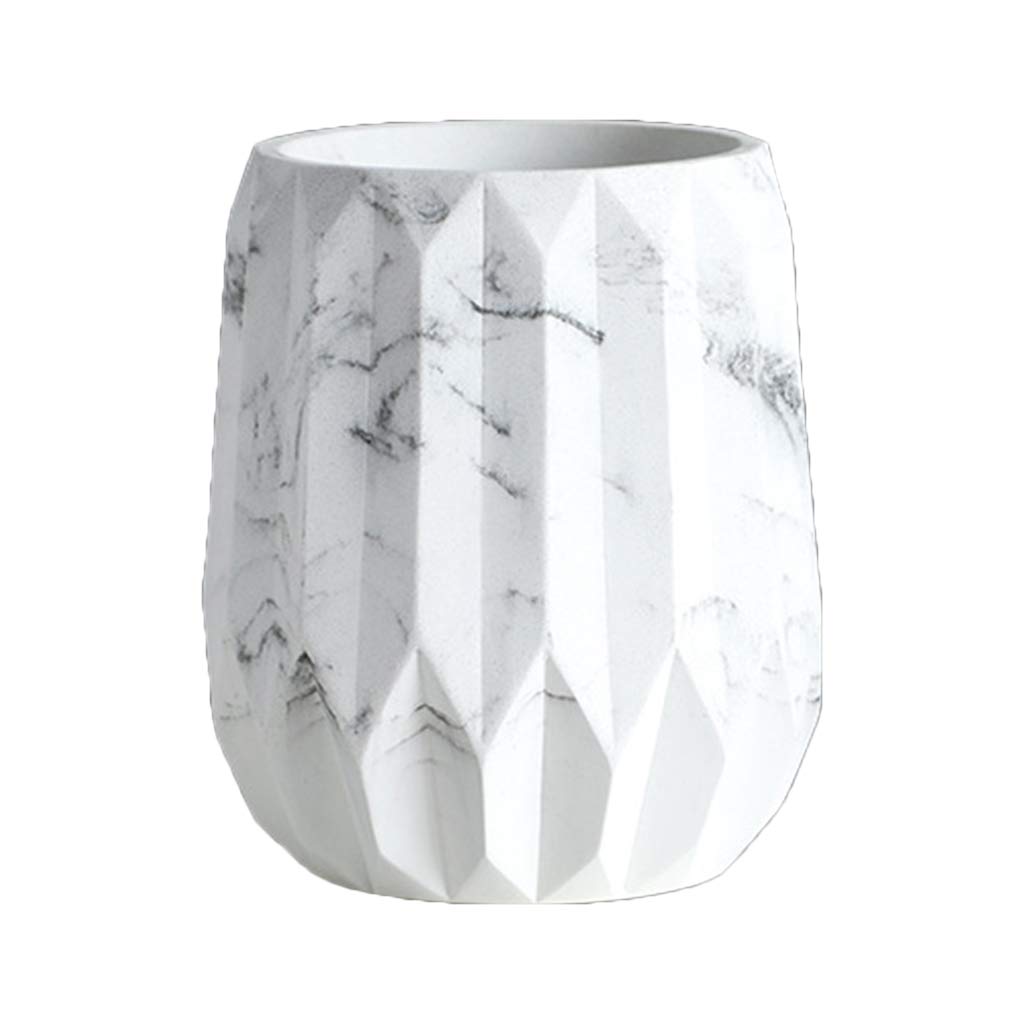 BAXIXINGYUNMU Marble Pen Holder - Geometric Desk Organizer for Pens, Pencils & Makeup Brushes - Stylish Storage Box for Office, Home & Vanity Decor