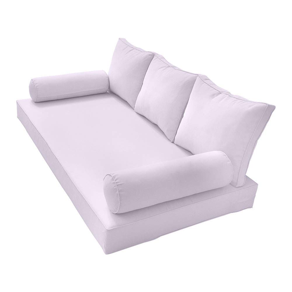Prolinemax Outdoor Style 3 Twin-XL Piped Trim Daybed Mattress Bolster Pillow Fitted Sheet Cover Only - Waterproof & Breathable Fabric for Patio, Poolside, and Guest Room Use - Model AD107