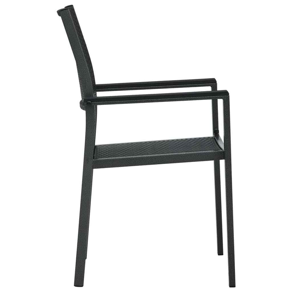 vidaXL 2-Piece Patio Dining Chairs Set with Armrests - Black Plastic Rattan-Look Outdoor Chairs for Deck, Garden, Lawn, Balcony, Backyard - Perfect for Outdoor Dining, Lounging, and Relaxation