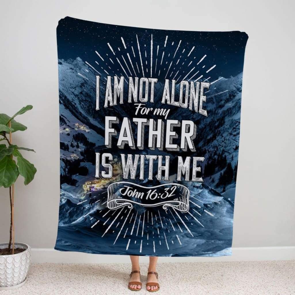 John 16:32 'I Am Not Alone' Christian Prayer Blanket - Bible Verse Fleece Blanket for Worship, Bible Study & Comfort - Religious Gift for Catholics, Jesus Lovers & Spiritual Seekers - Cozy Lion Design Faith Throw