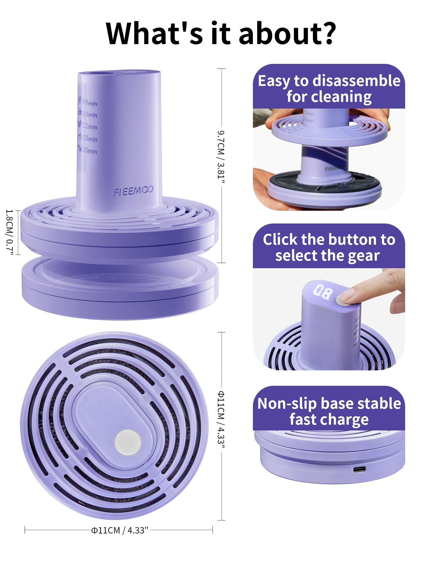 Electric Fruit and Vegetable Washing Machine - Portable Food Cleaner with Fast Electrolytic Water Technology, Large Reaction Area for Cleaning Fruits, Vegetables, Rice, Meat (Purple) | Perfect for Home Kitchen, Organic Food Prep, and Healthy Eating