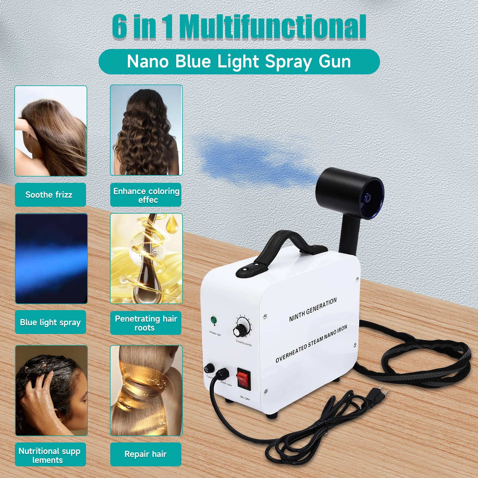 Professional Nano Hair Steamer Gun - Multifunctional Hair & Face Moisturizing Humidifier for Salon & Home Use | Hair Styling, Deep Conditioning & Skin Care Tool