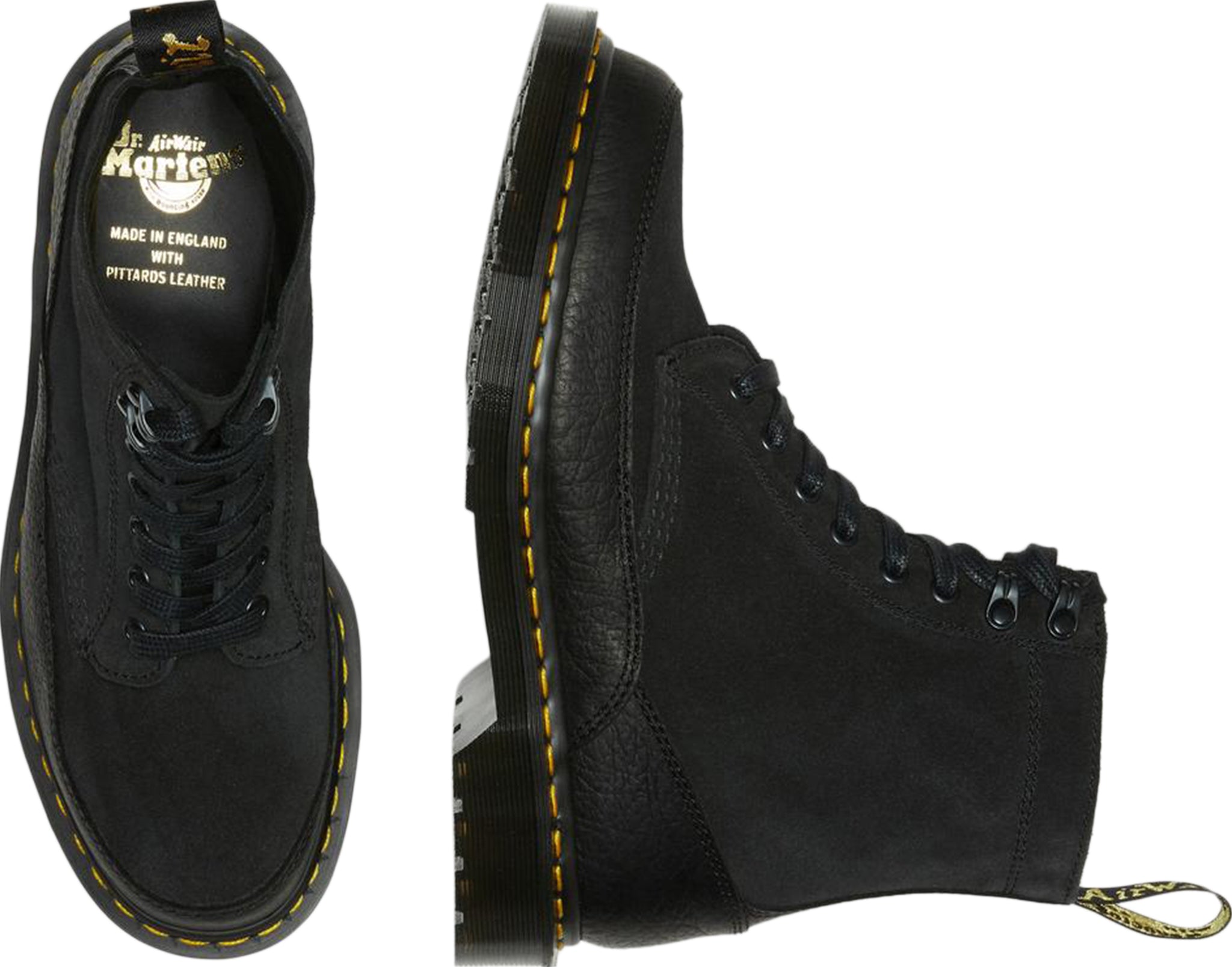 Dr. Martens 1460 Guard Leather Lace-Up Boots - Unisex Black Leather Combat Boots with Air-Cushioned Sole | Perfect for Streetwear, Work & Outdoor Activities
