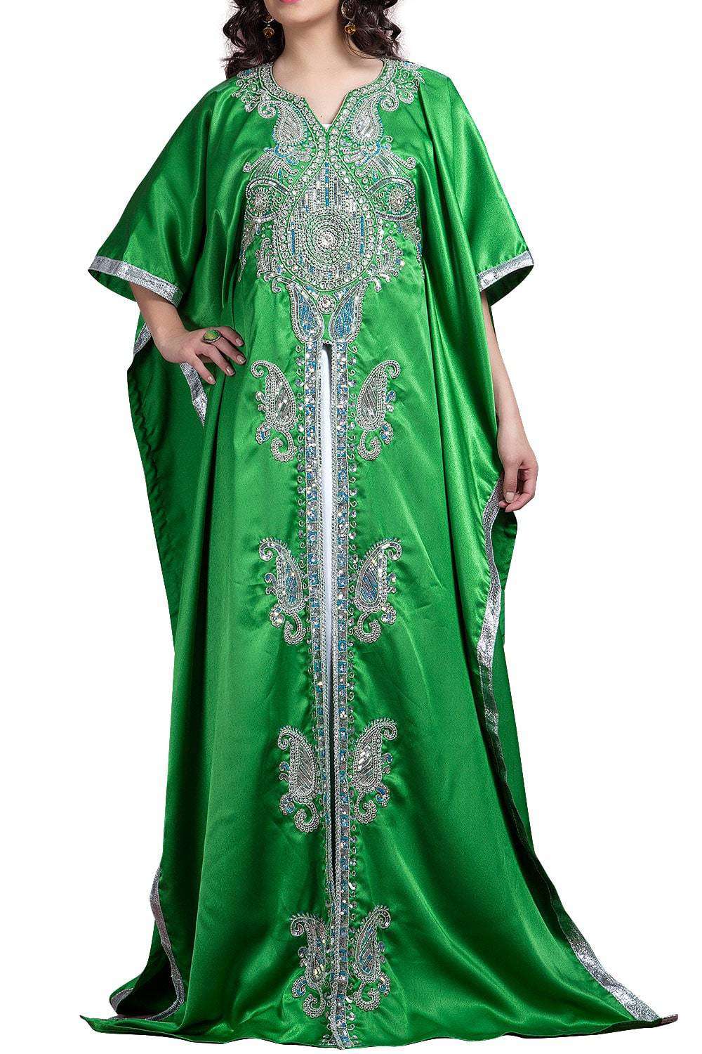 Stylish Green Islamic Kaftan Dress for Women - Elegant Modest Wear for Prayer, Eid, and Special Occasions