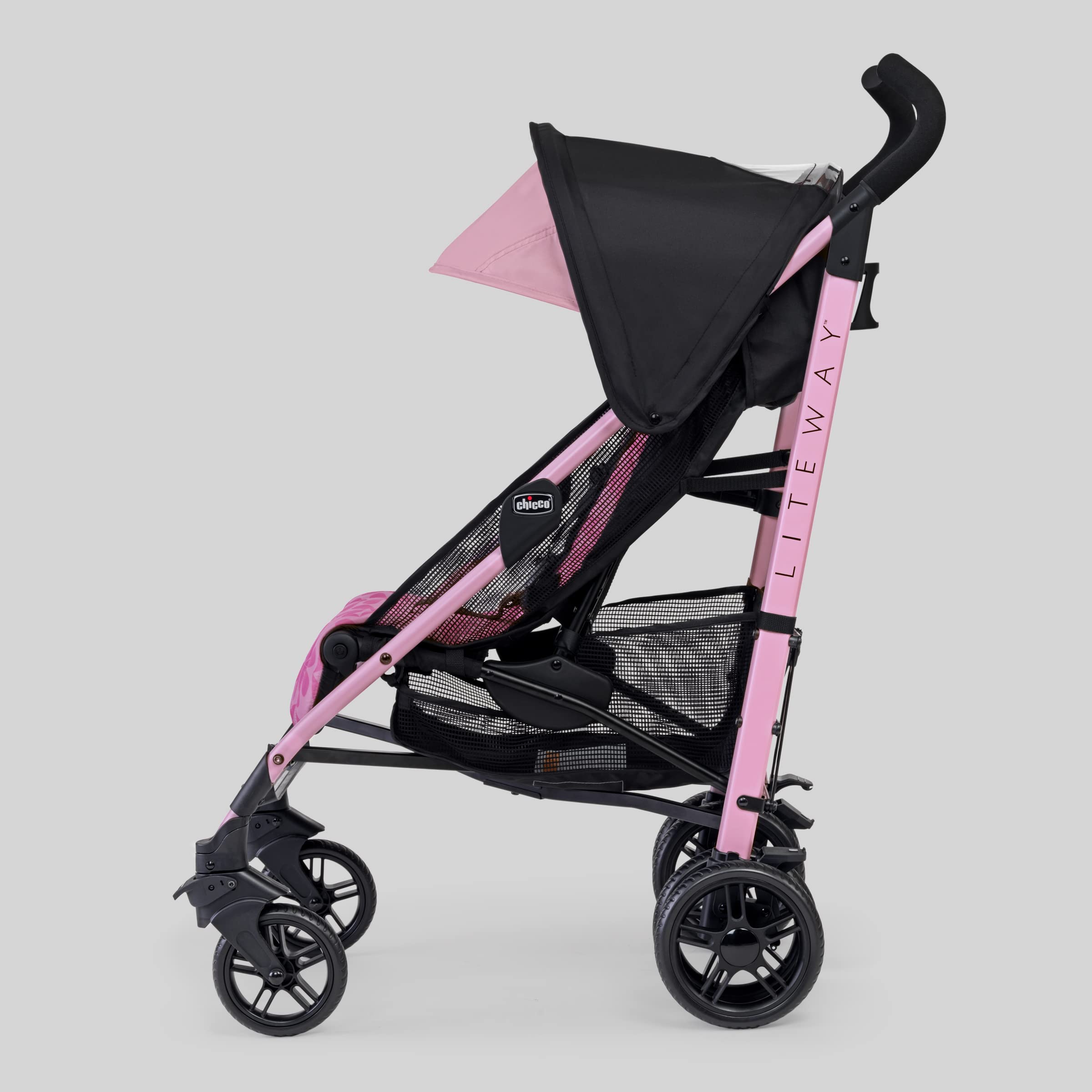 Chicco Liteway Compact Fold Lightweight Baby Stroller with Canopy - Aluminum Frame Umbrella Stroller for Infants & Toddlers (Up to 40 lbs) | Petal Pink | Perfect for Travel, Shopping & Daily Walks