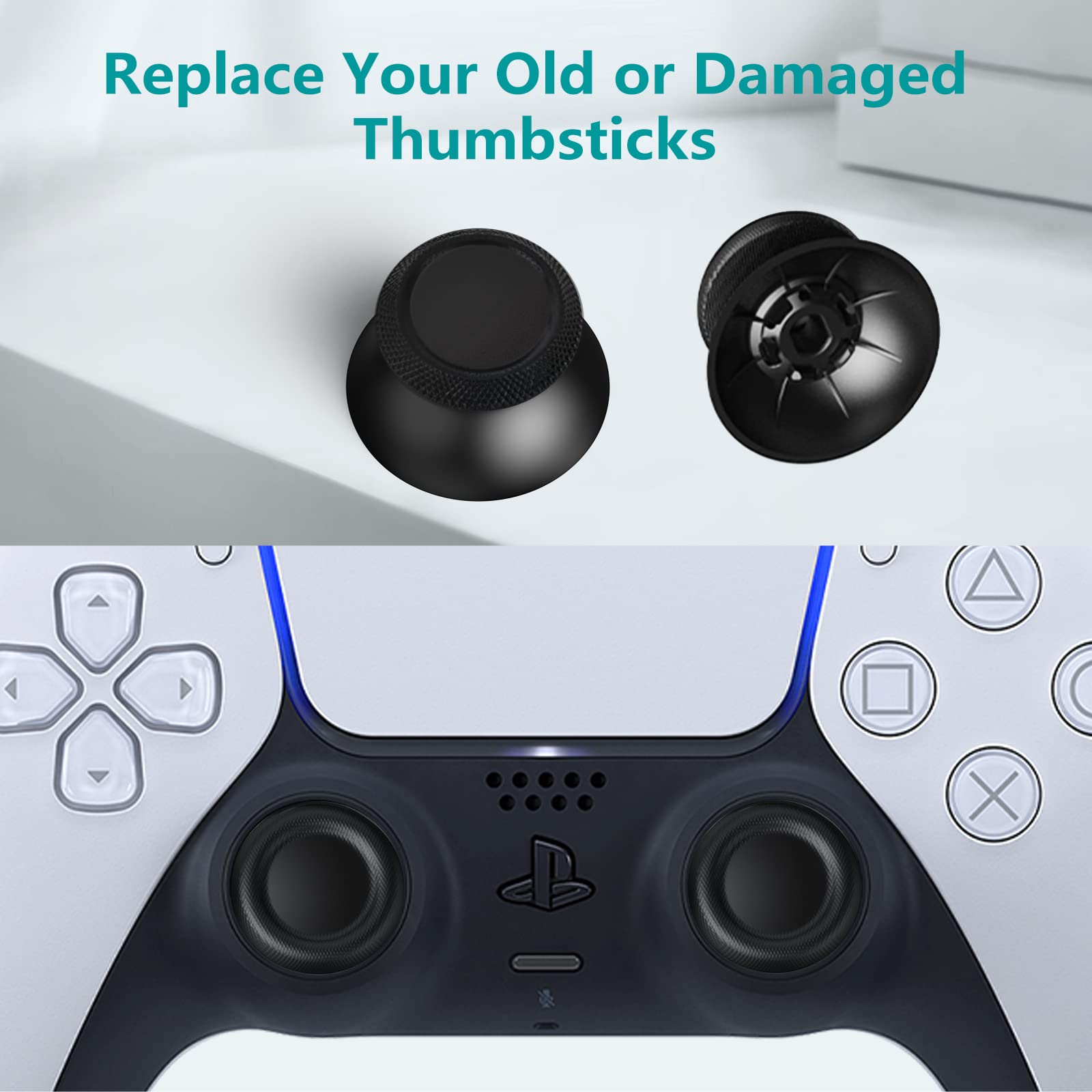 AOLION PS5 Controller Joystick Replacement Kit - 3D Thumbstick Module, 4 Joysticks, 10 Protective Rings (51 PCS) Compatible with Playstation 5 DualSense Controller (Blue) - Perfect for Gaming Repair & Controller Maintenance