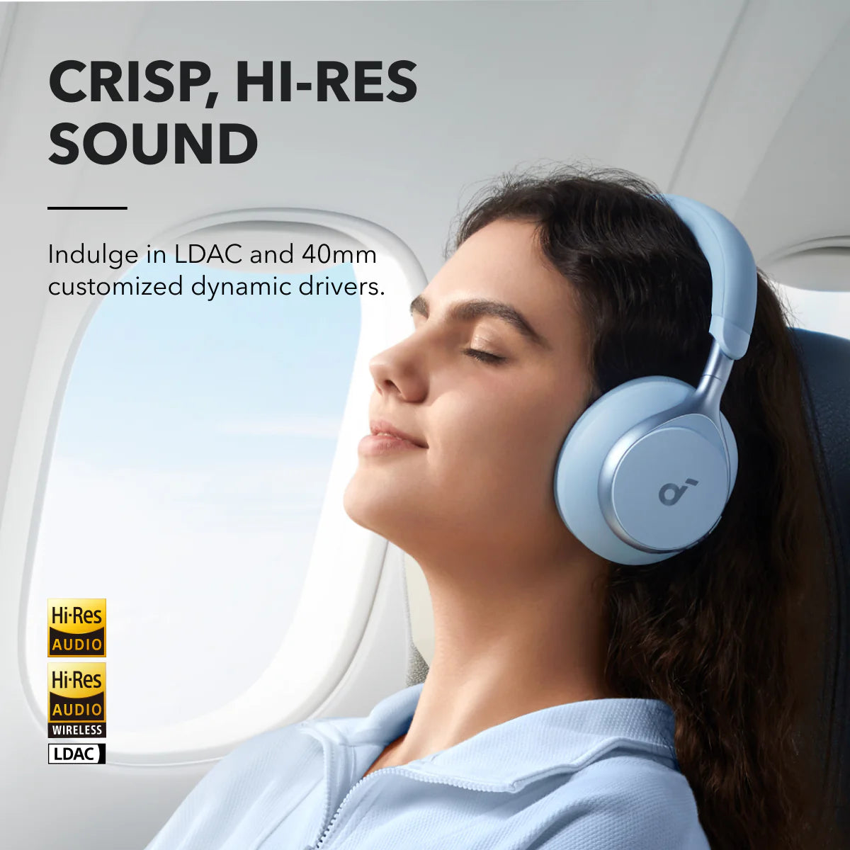Space One Active Noise Cancelling Headphones - Wireless Bluetooth Over-Ear Headset with 40H Playtime, Hi-Fi Sound for Travel, Work & Gaming